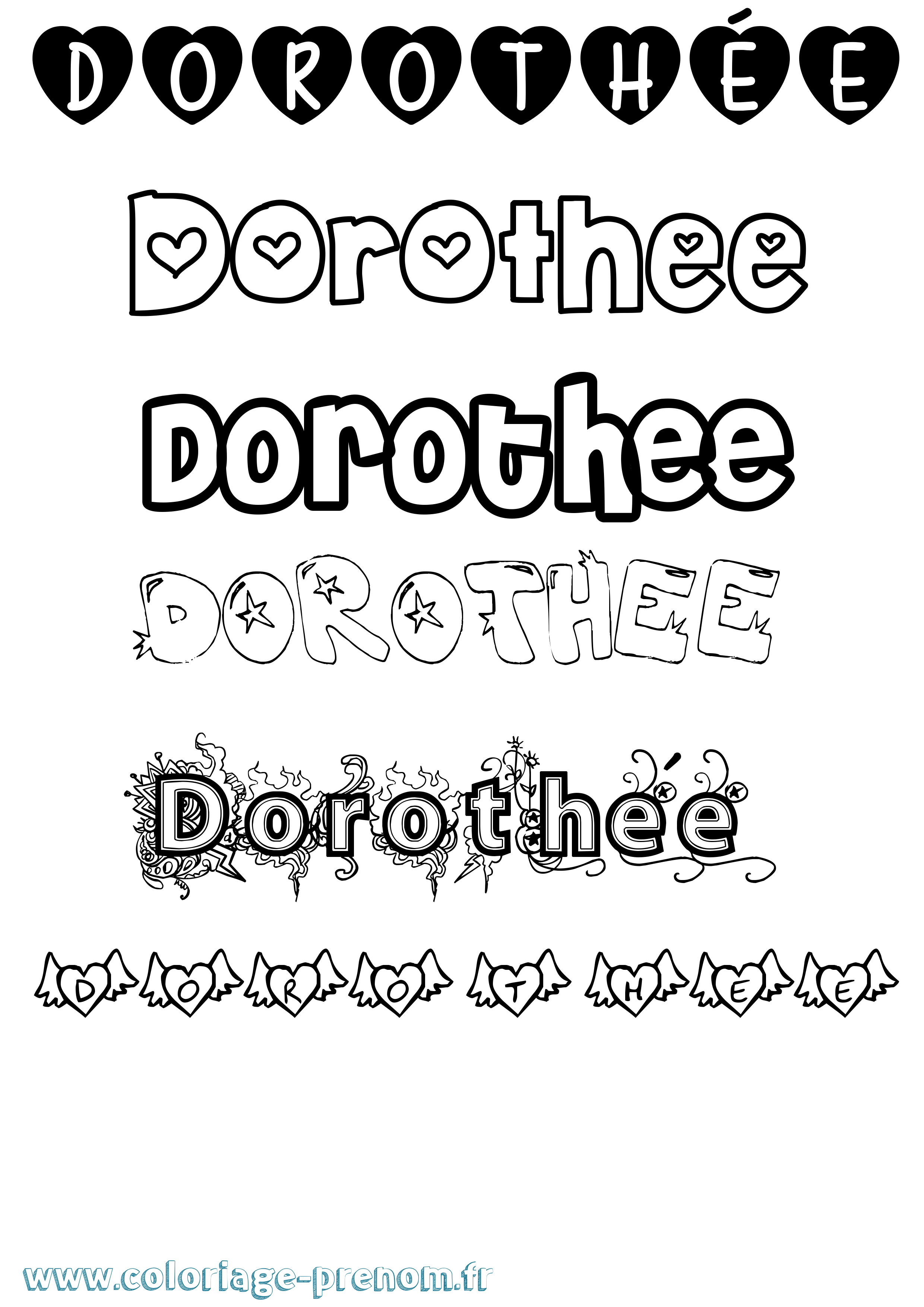 Coloriage Dorothée Girly Coloriage prénom Dorothée Girly