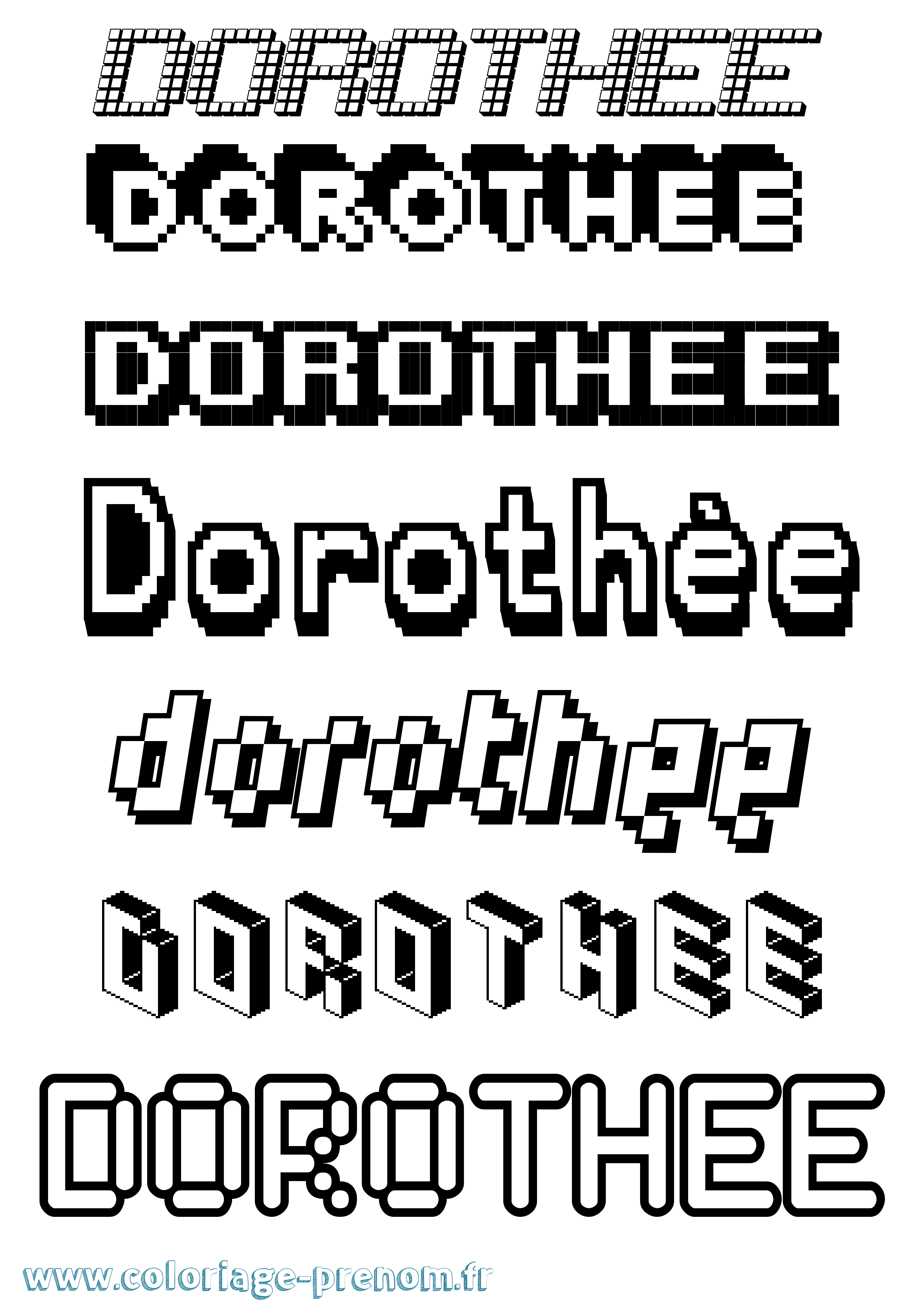 Coloriage Dorothée Pixel Coloriage prénom Dorothée Pixel