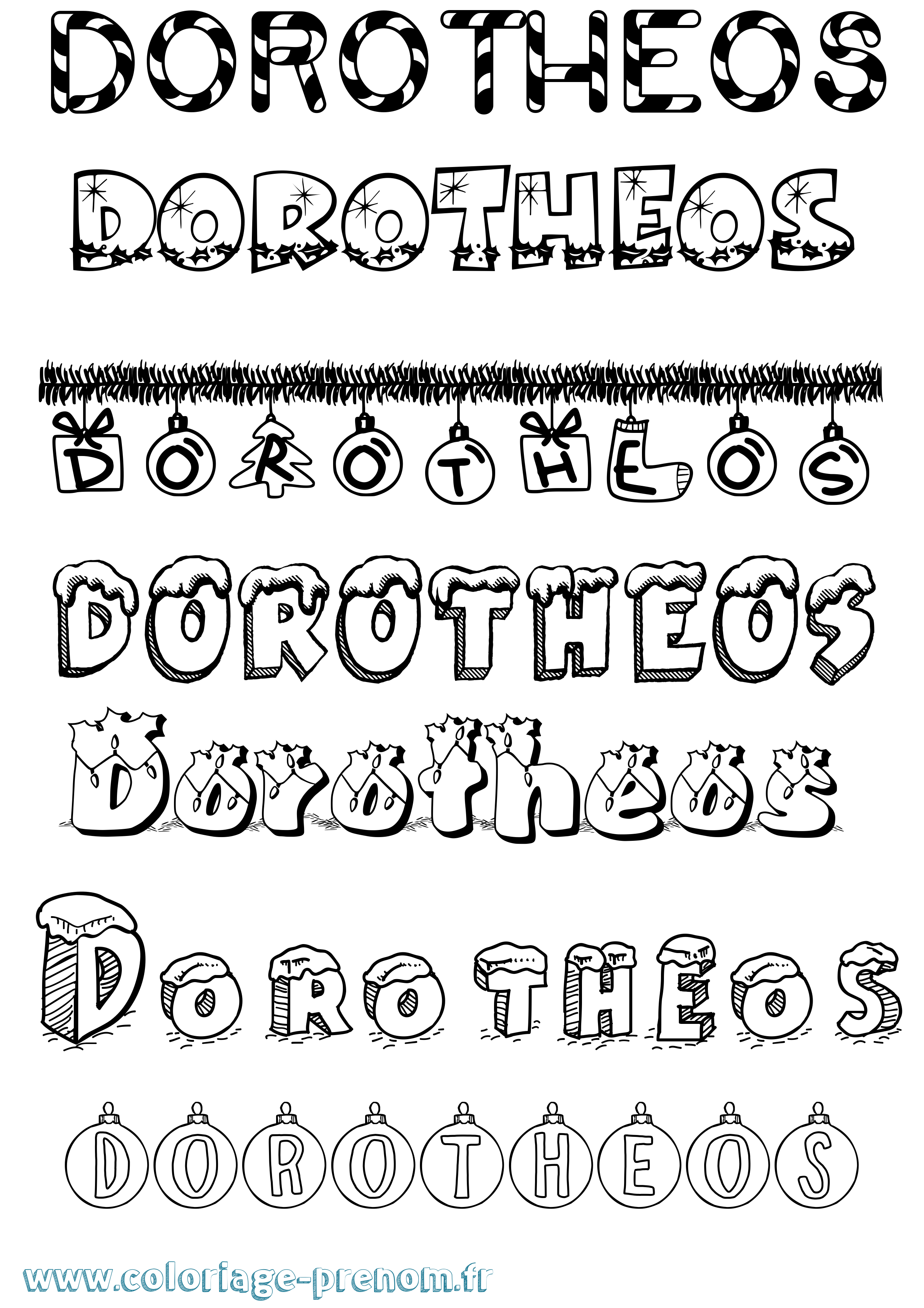 Coloriage Dorotheos Noël Coloriage prénom Dorotheos Noël