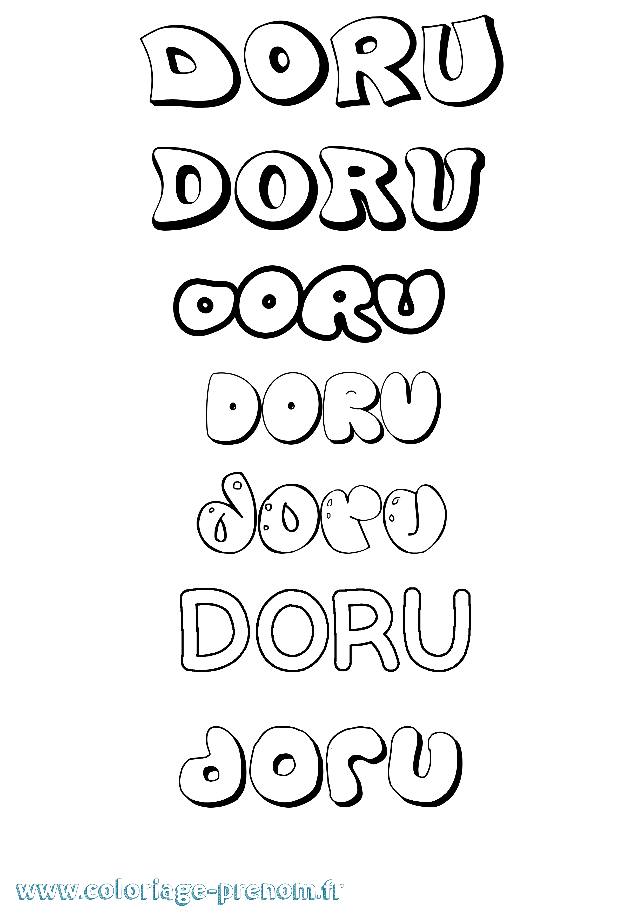 Coloriage Doru Bubble Coloriage prénom Doru Bubble