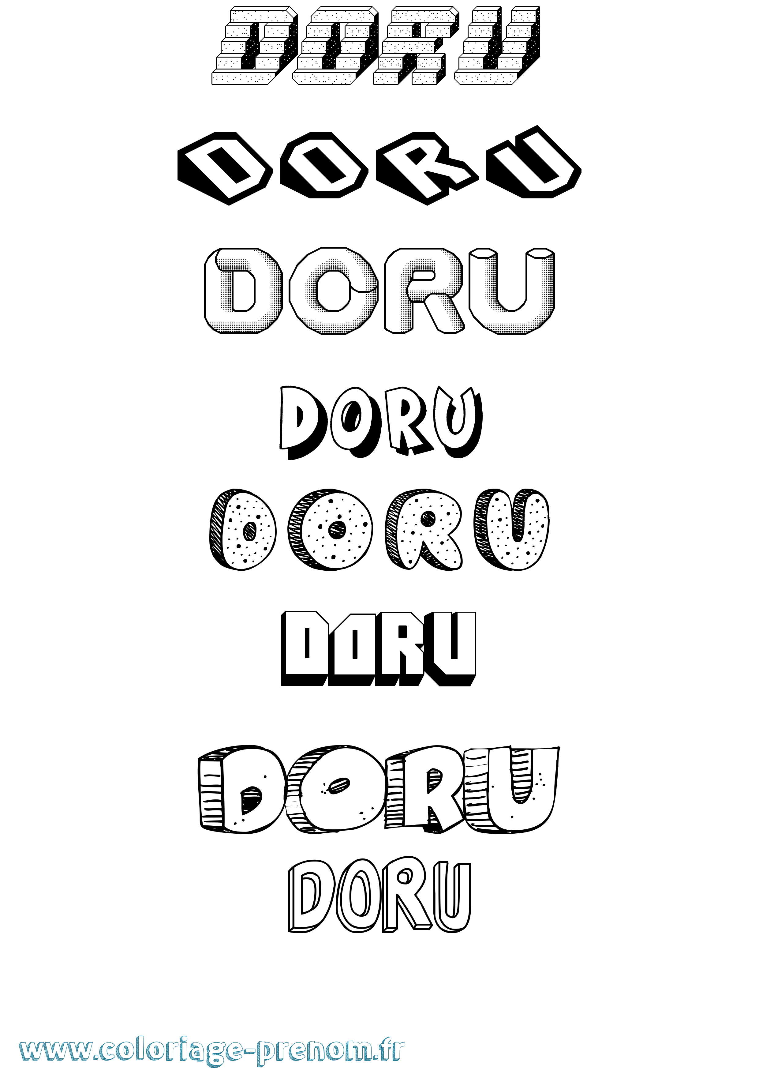 Coloriage Doru Effet 3D Coloriage prénom Doru Effet 3D