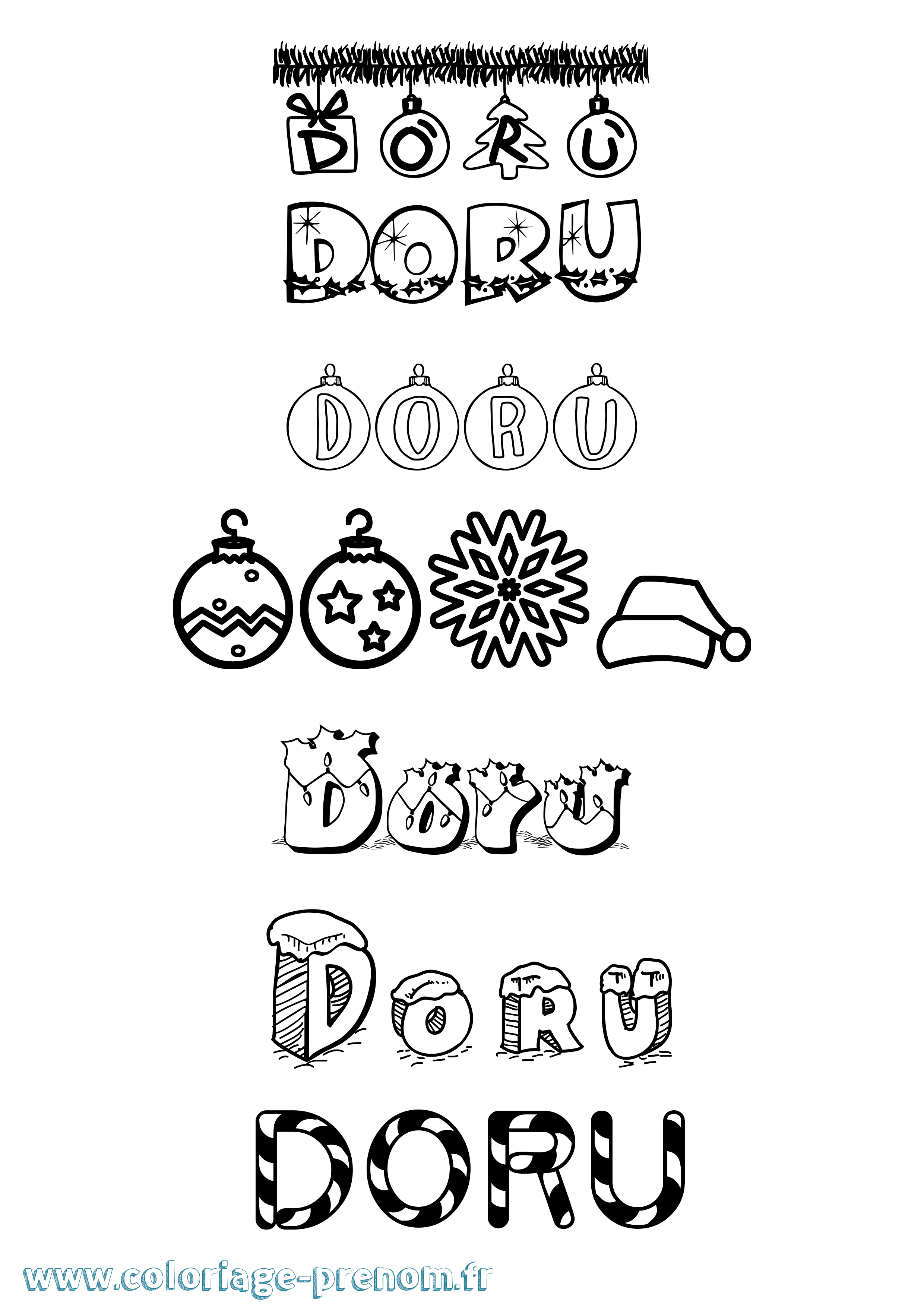 Coloriage Doru Noël Coloriage prénom Doru Noël