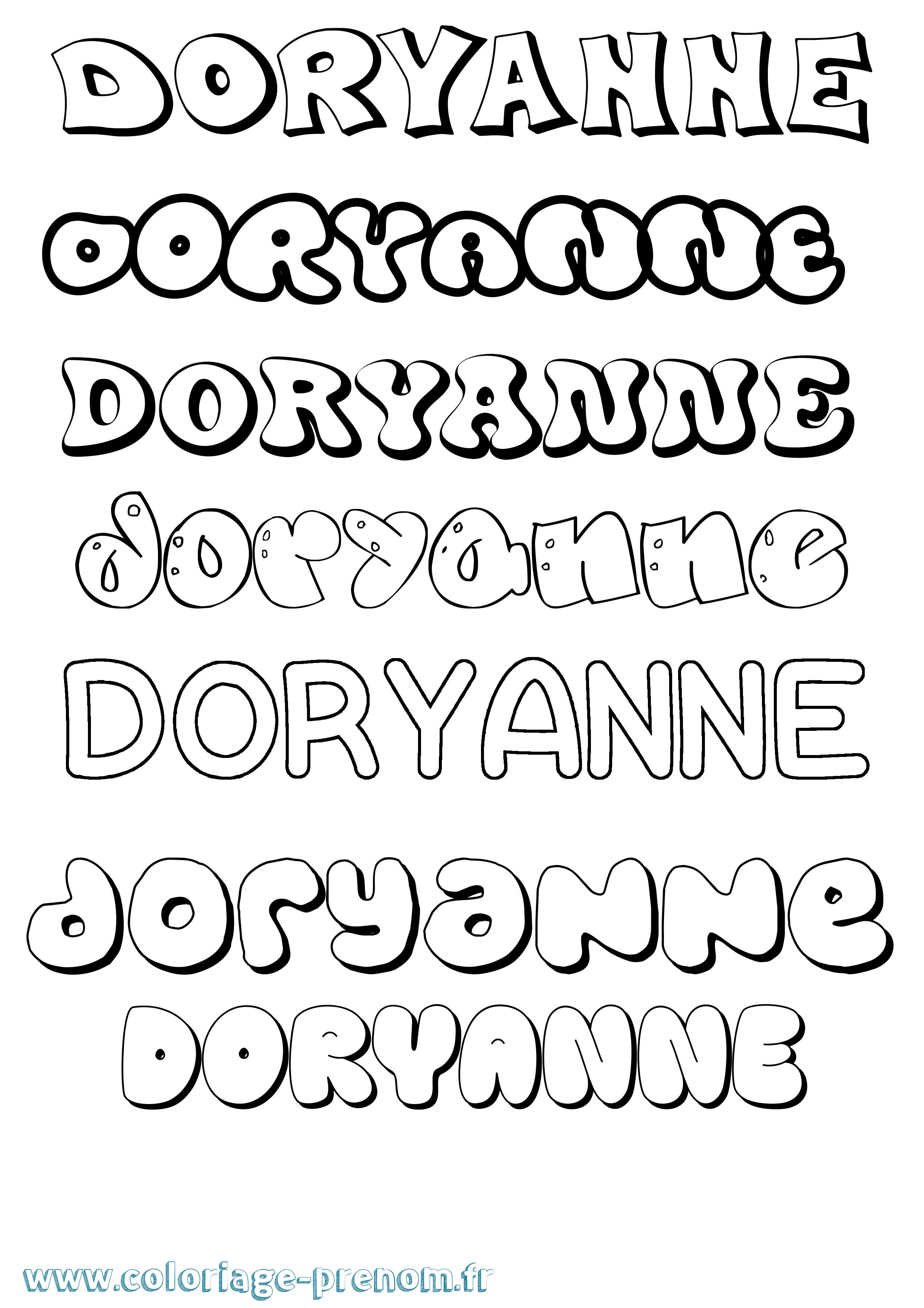 Coloriage Doryanne Bubble Coloriage prénom Doryanne Bubble