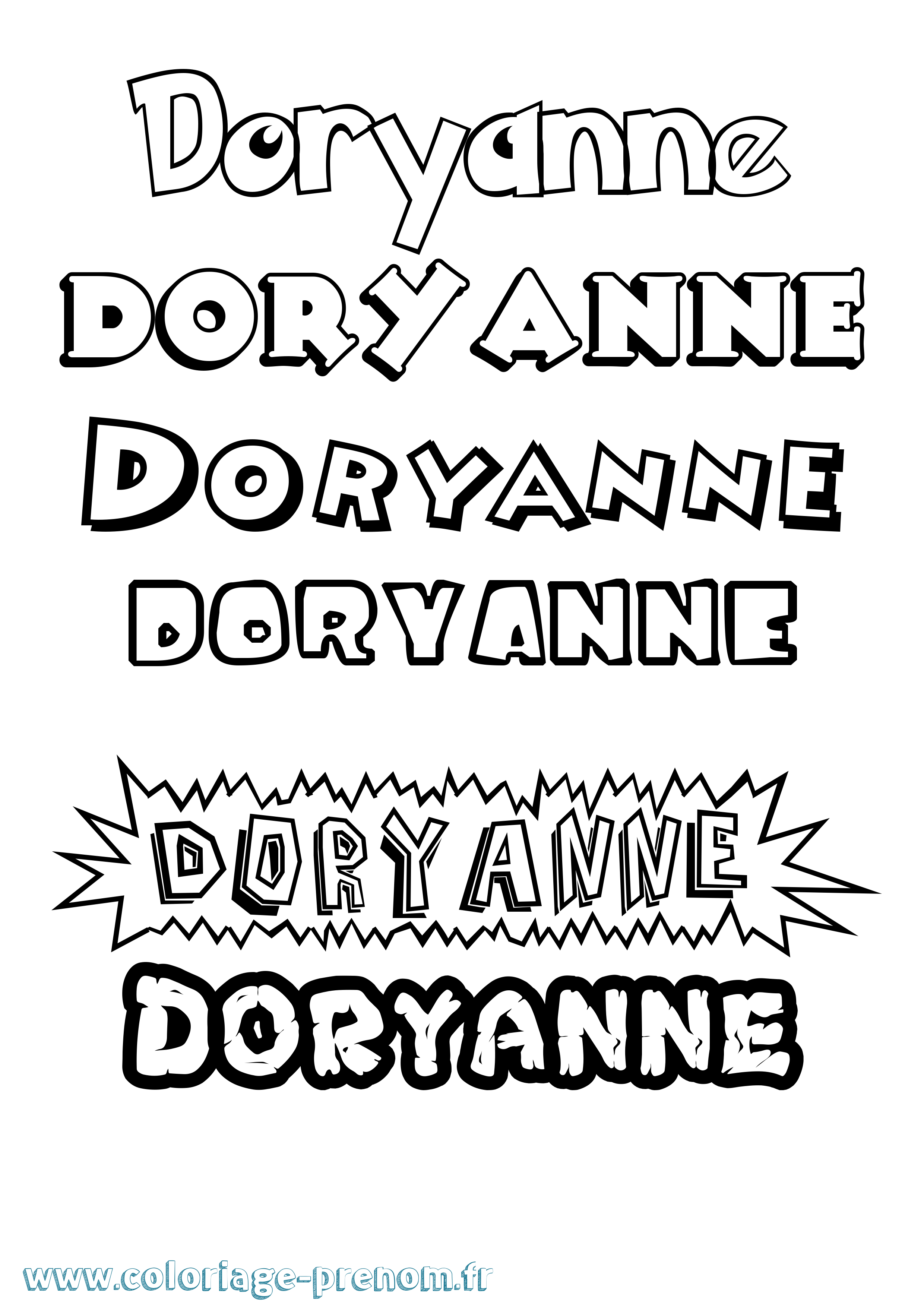 Coloriage Doryanne Dessin Animé Coloriage prénom Doryanne Dessin Animé