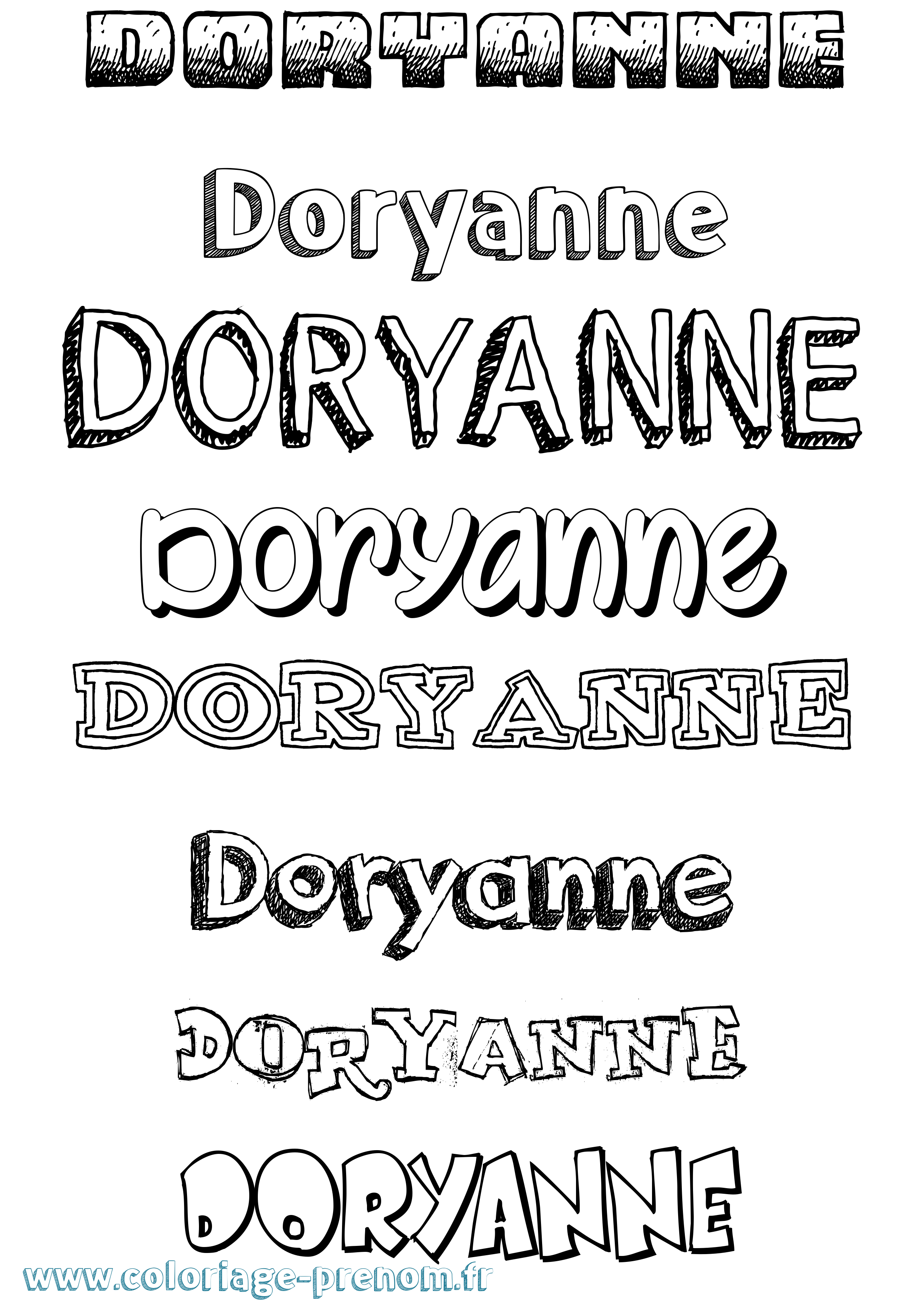 Coloriage Doryanne Dessiné Coloriage prénom Doryanne Dessiné