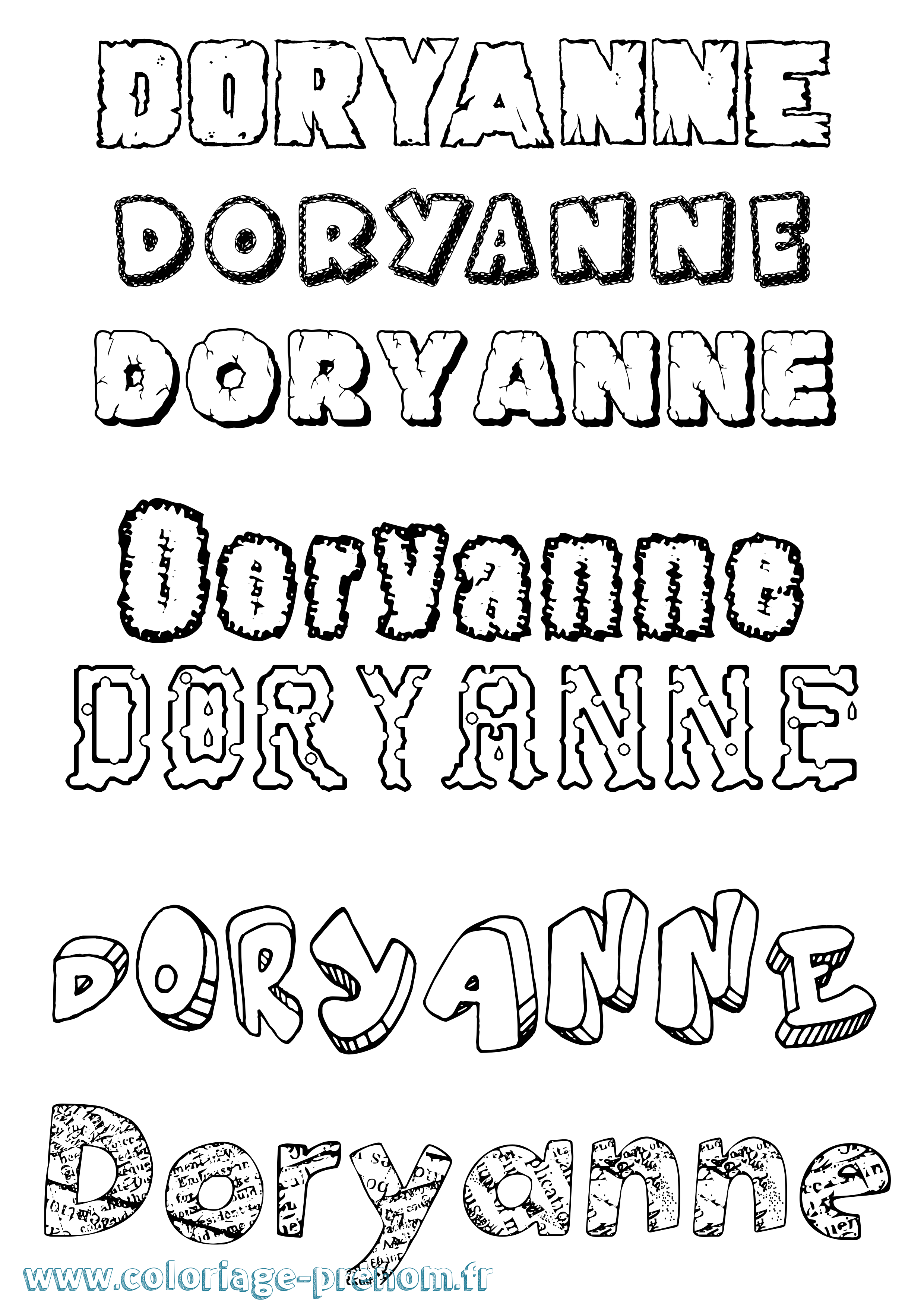 Coloriage Doryanne Destructuré Coloriage prénom Doryanne Destructuré