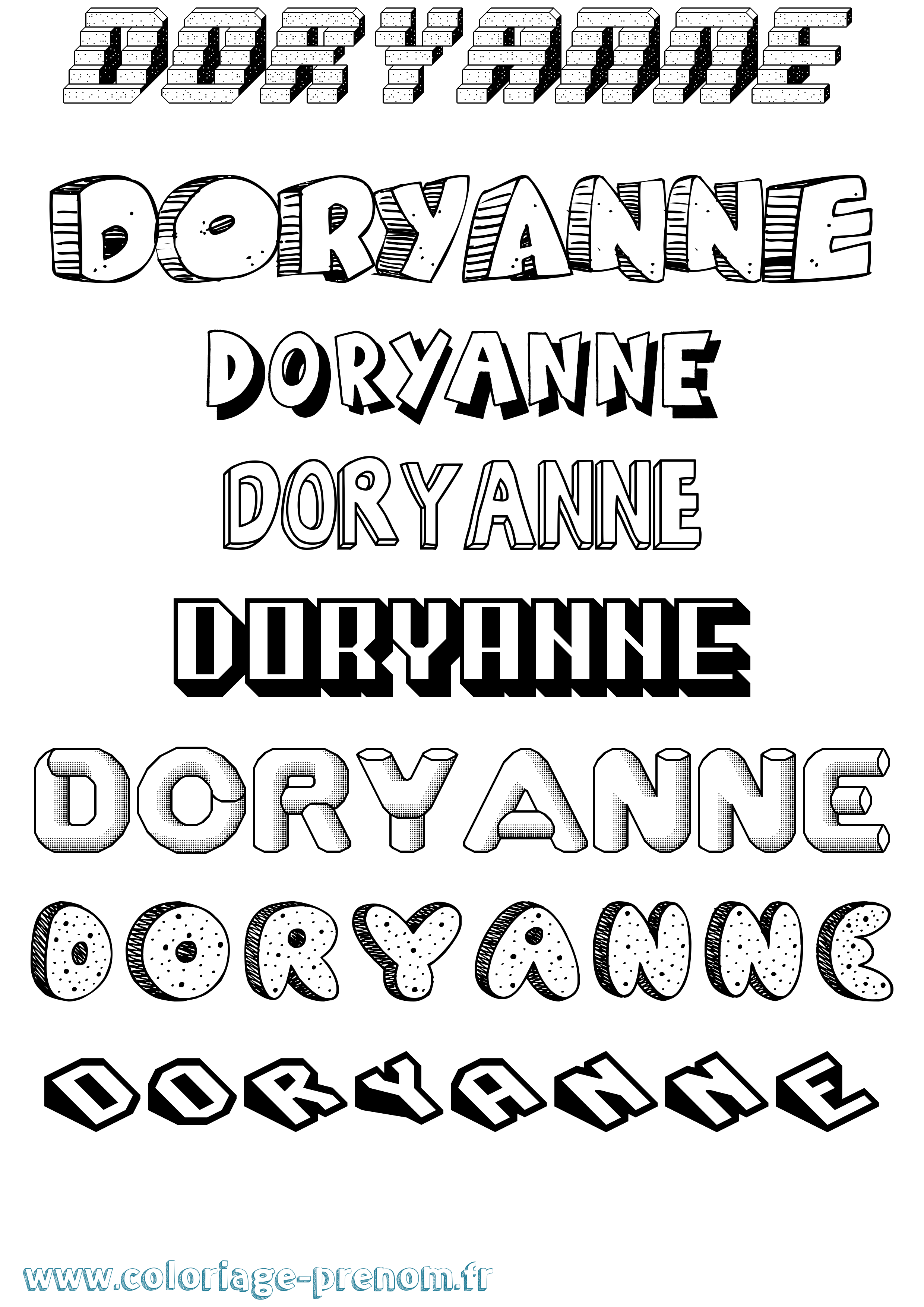 Coloriage Doryanne Effet 3D Coloriage prénom Doryanne Effet 3D