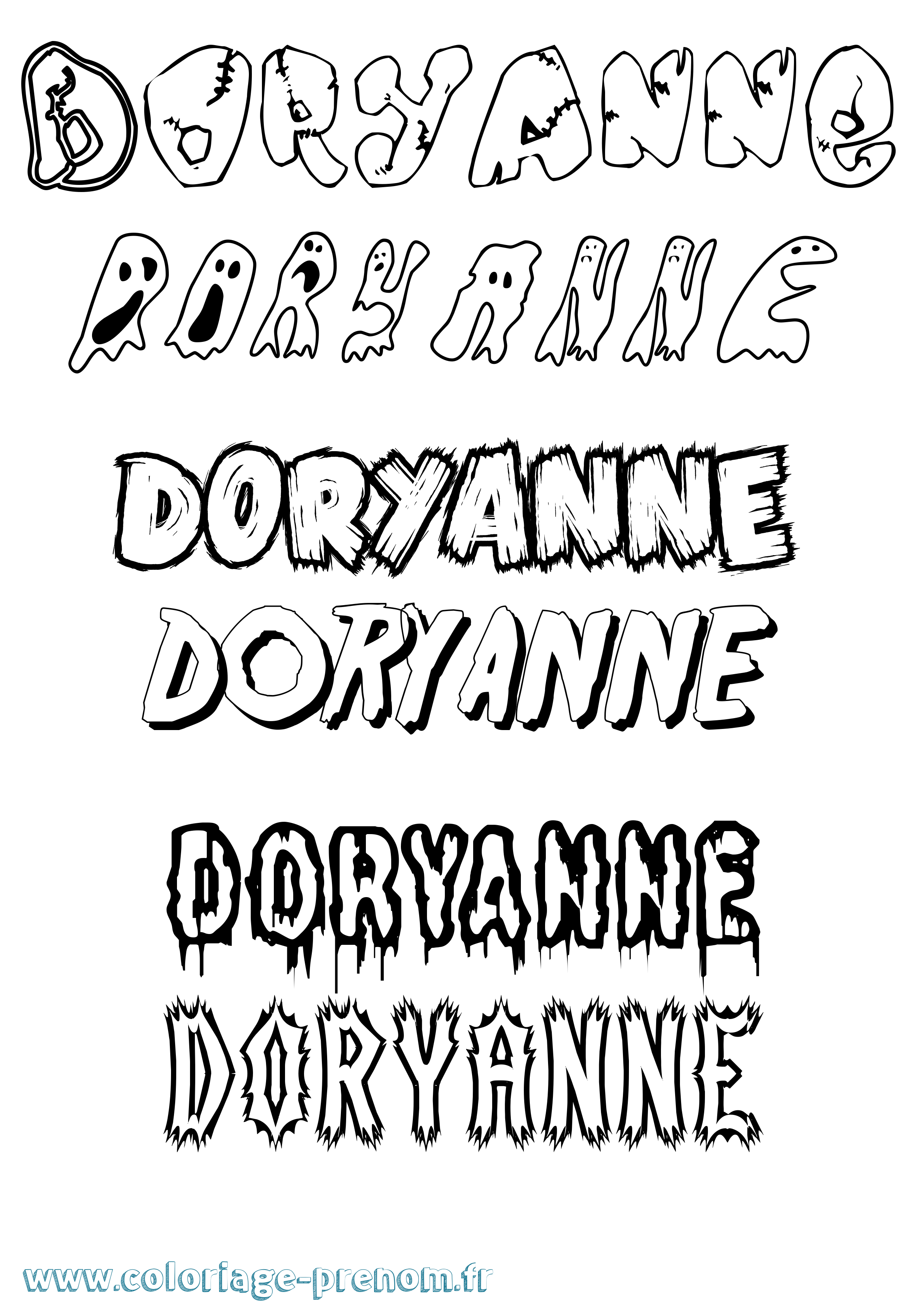 Coloriage Doryanne Frisson Coloriage prénom Doryanne Frisson