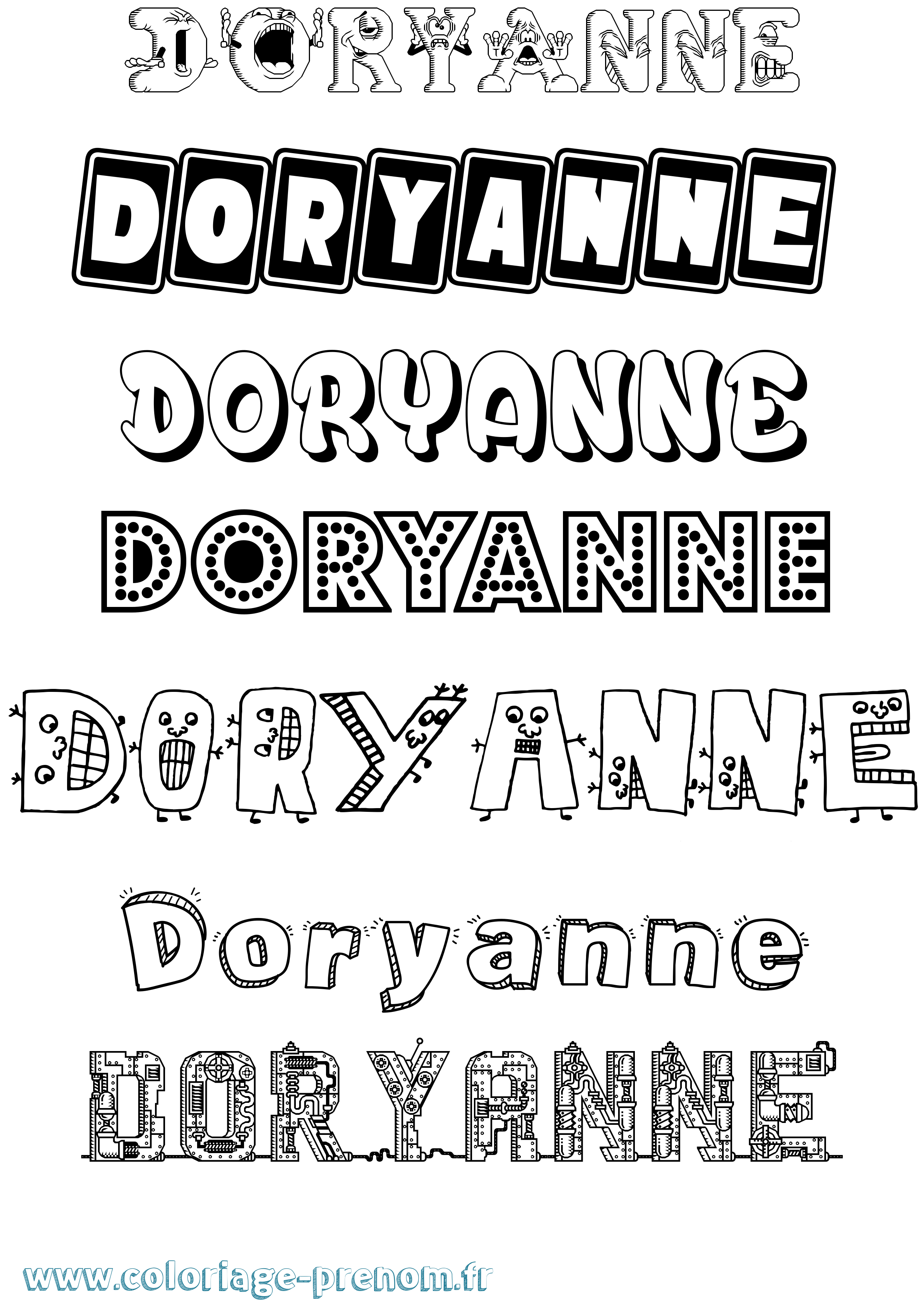Coloriage Doryanne Fun Coloriage prénom Doryanne Fun