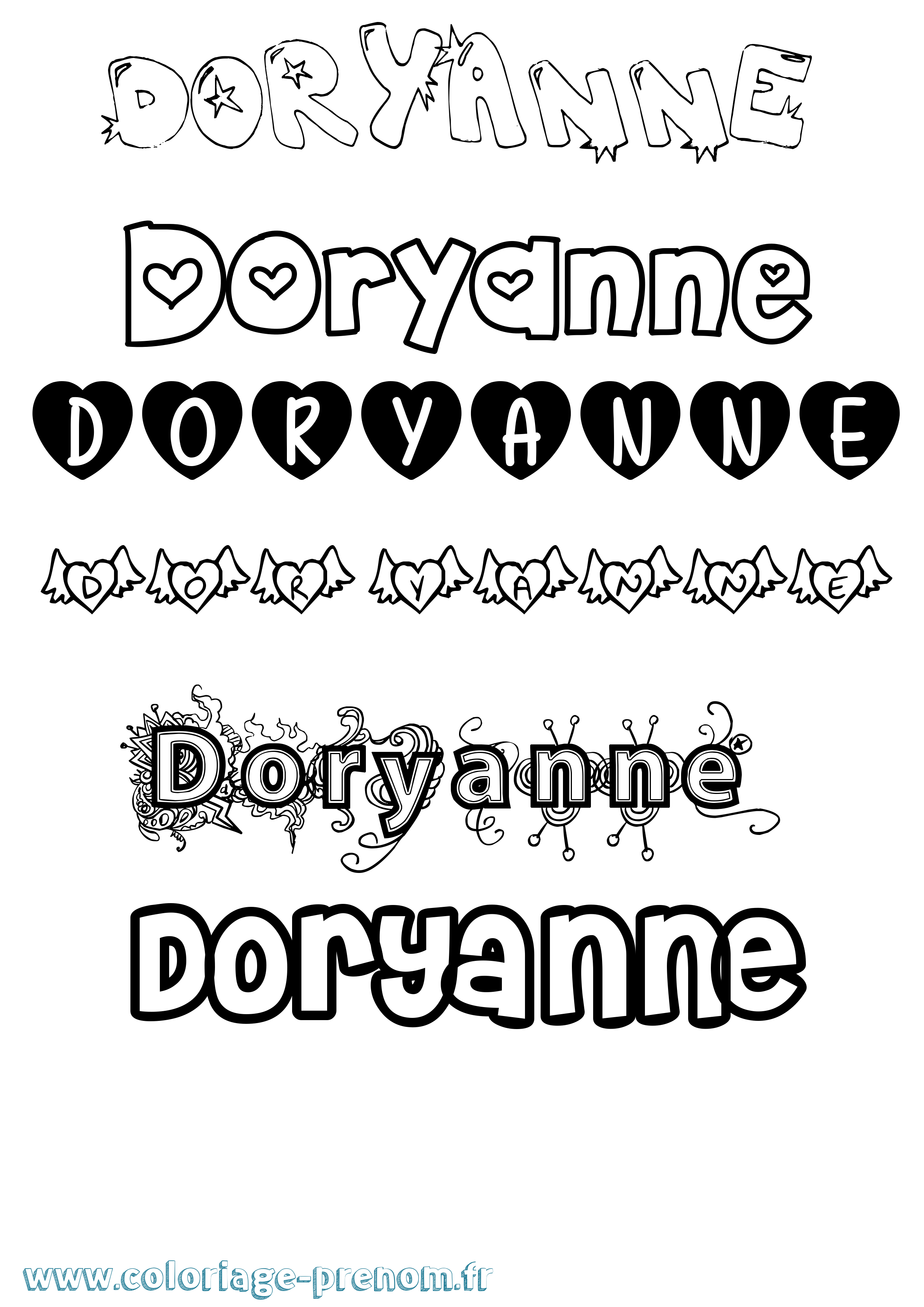 Coloriage Doryanne Girly Coloriage prénom Doryanne Girly