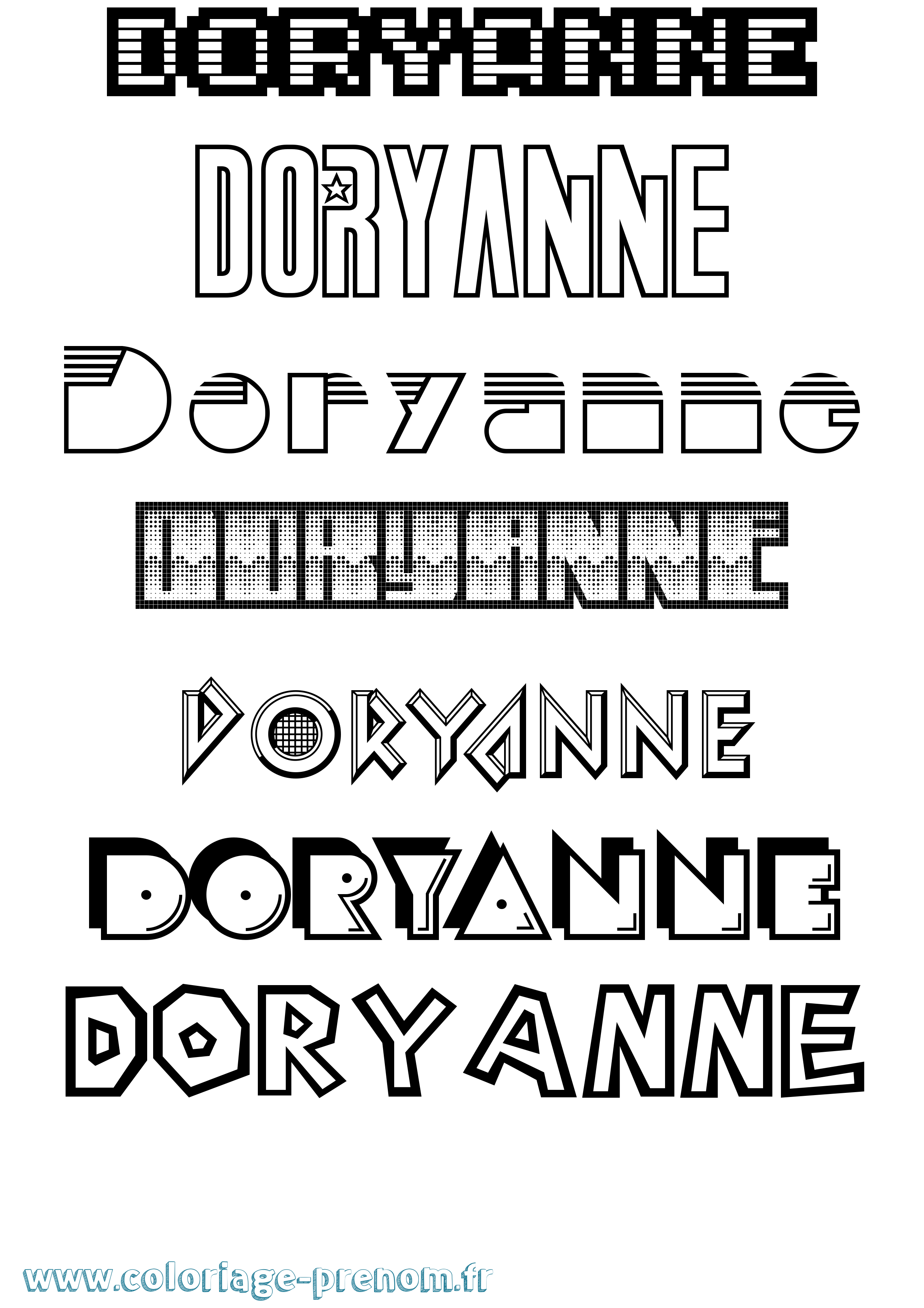 Coloriage Doryanne Jeux Vidéos Coloriage prénom Doryanne Jeux Vidéos