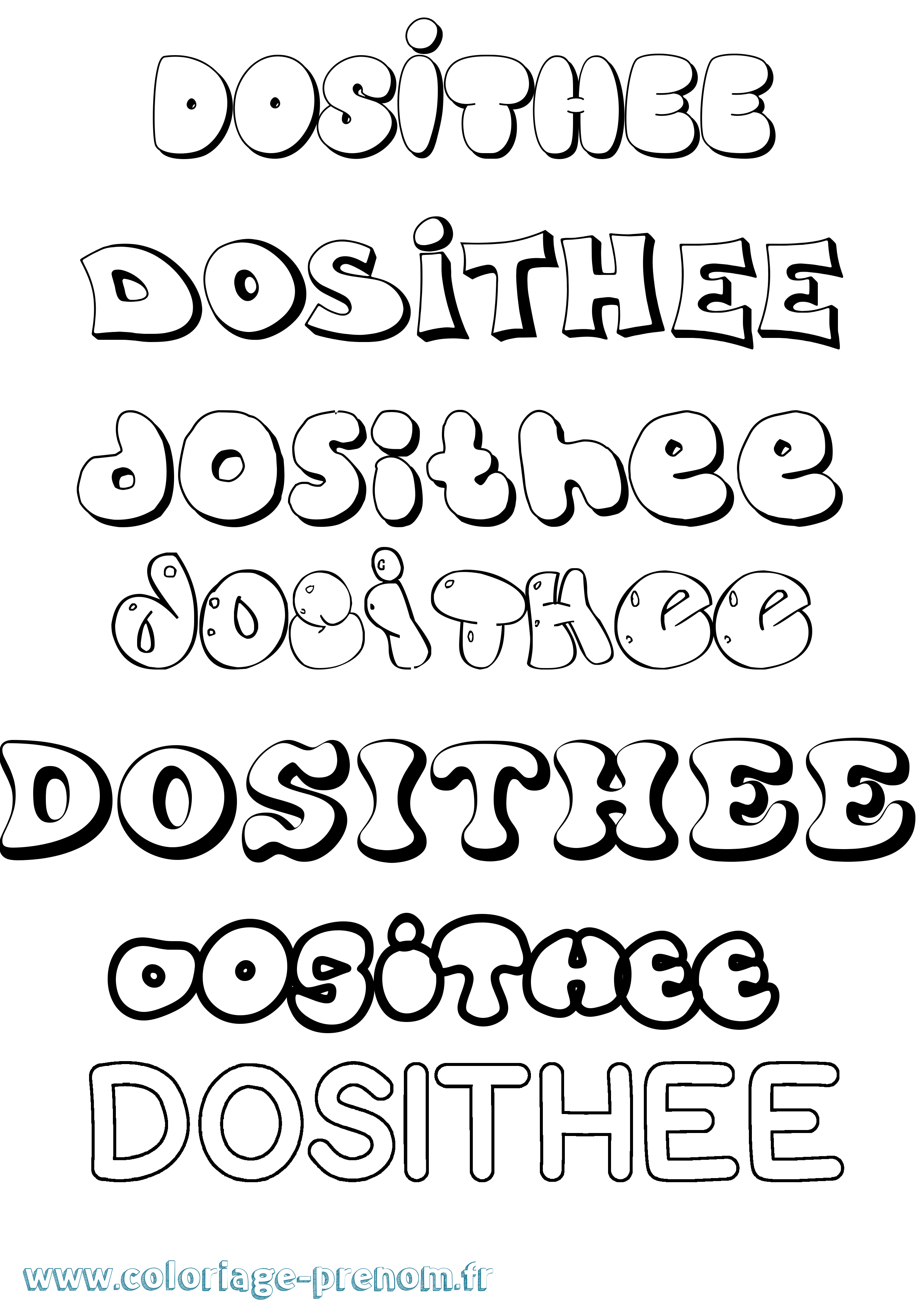 Coloriage Dosithee Bubble Coloriage prénom Dosithee Bubble