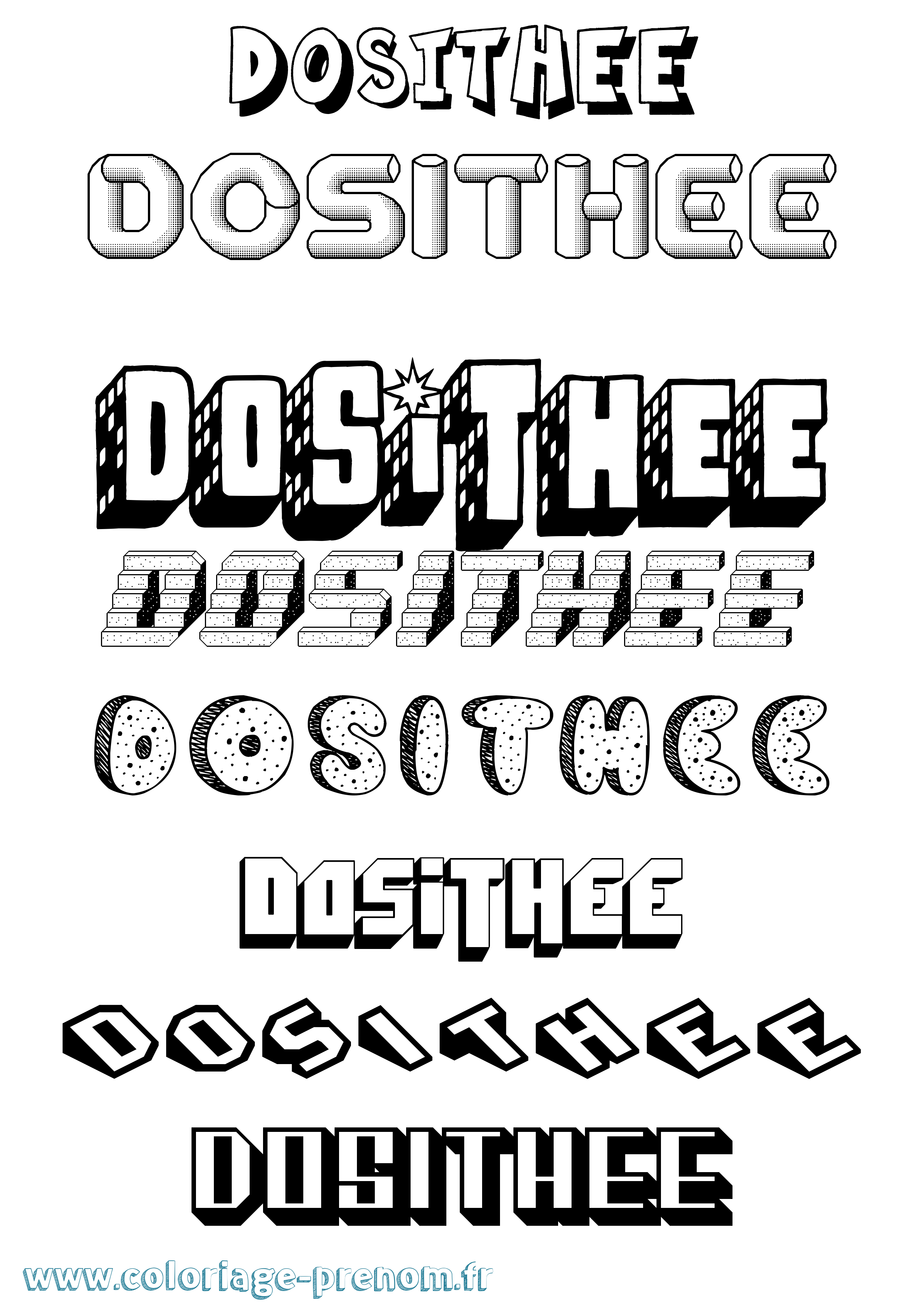 Coloriage Dosithee Effet 3D Coloriage prénom Dosithee Effet 3D