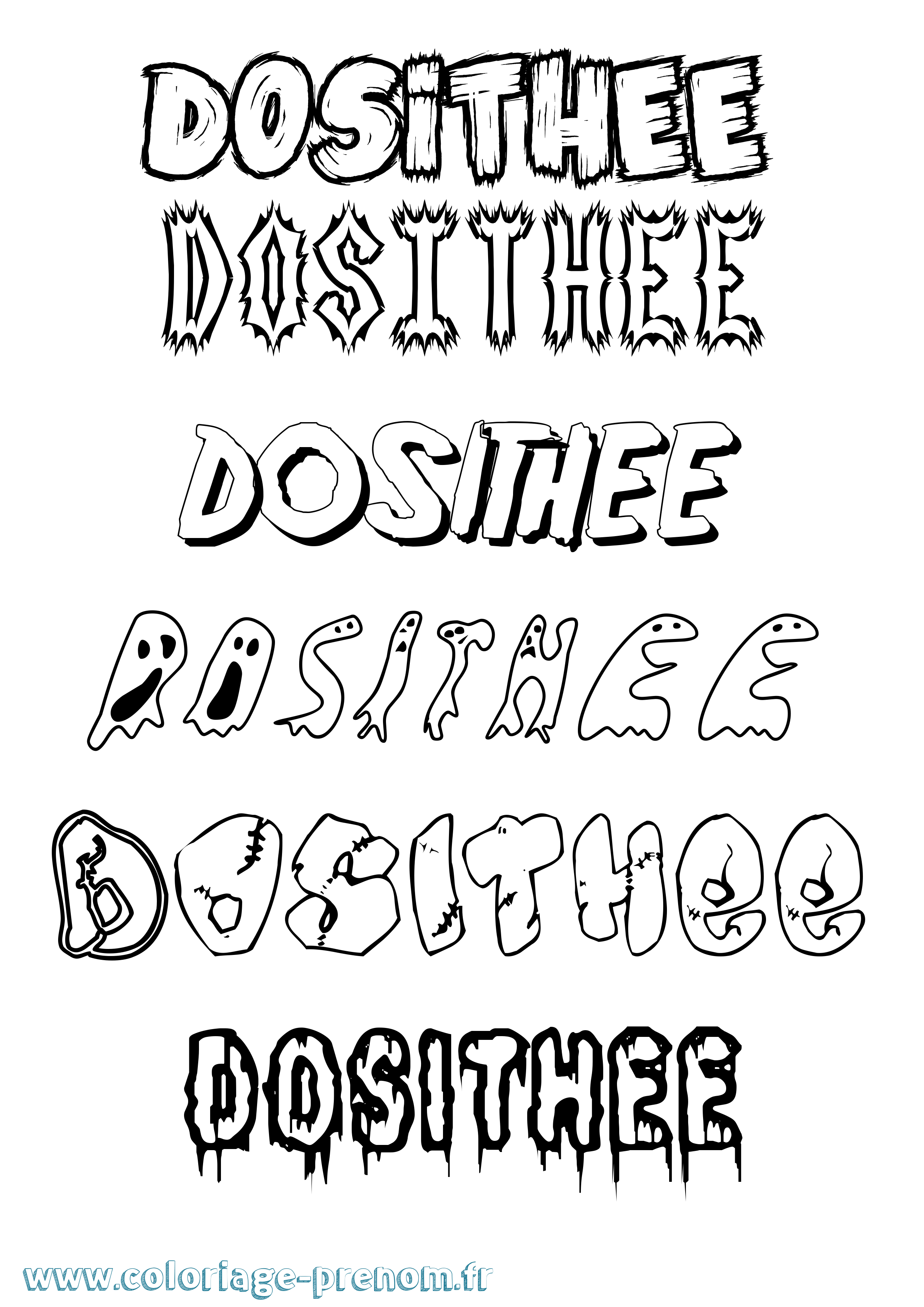 Coloriage Dosithee Frisson Coloriage prénom Dosithee Frisson