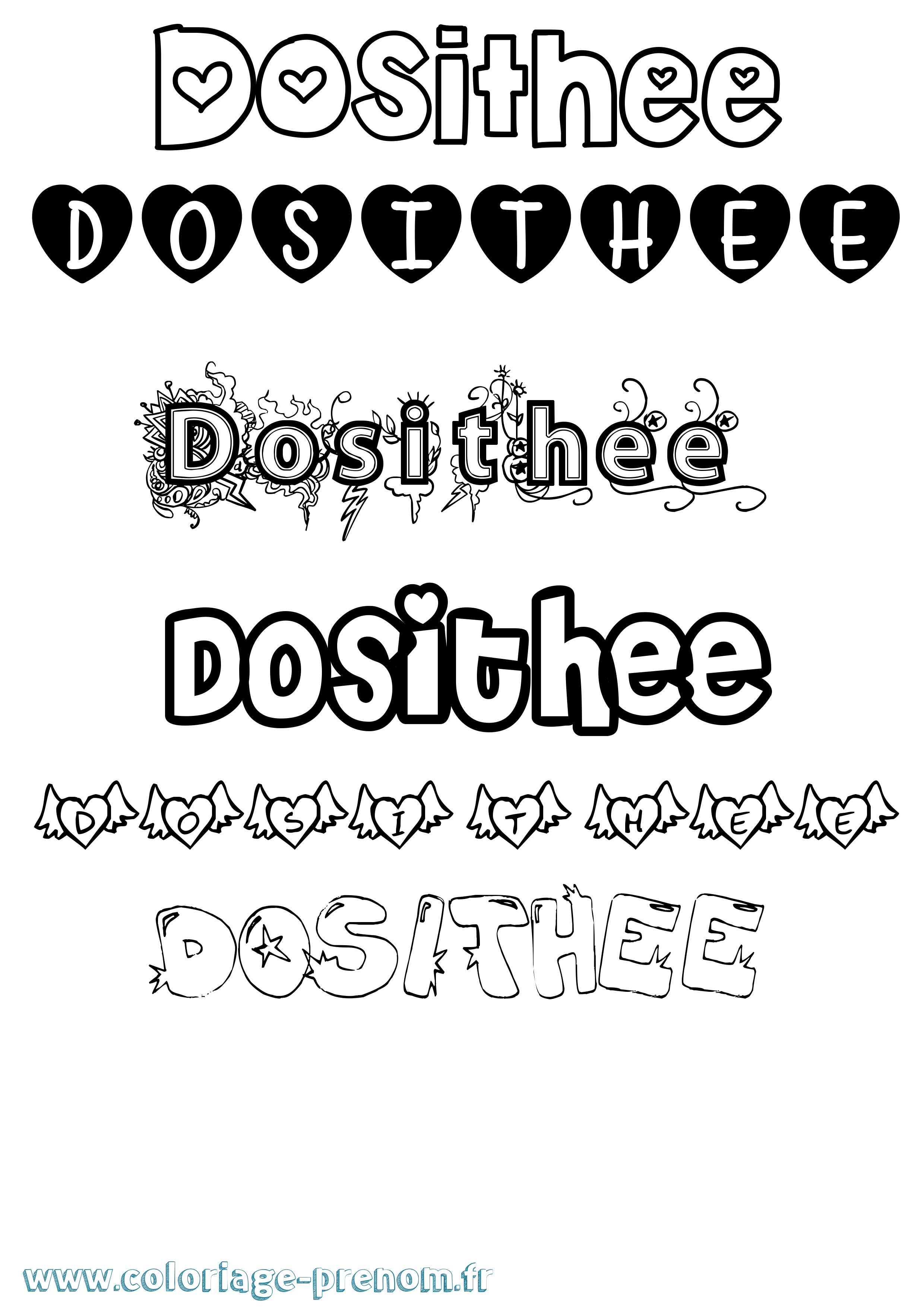 Coloriage Dosithee Girly Coloriage prénom Dosithee Girly
