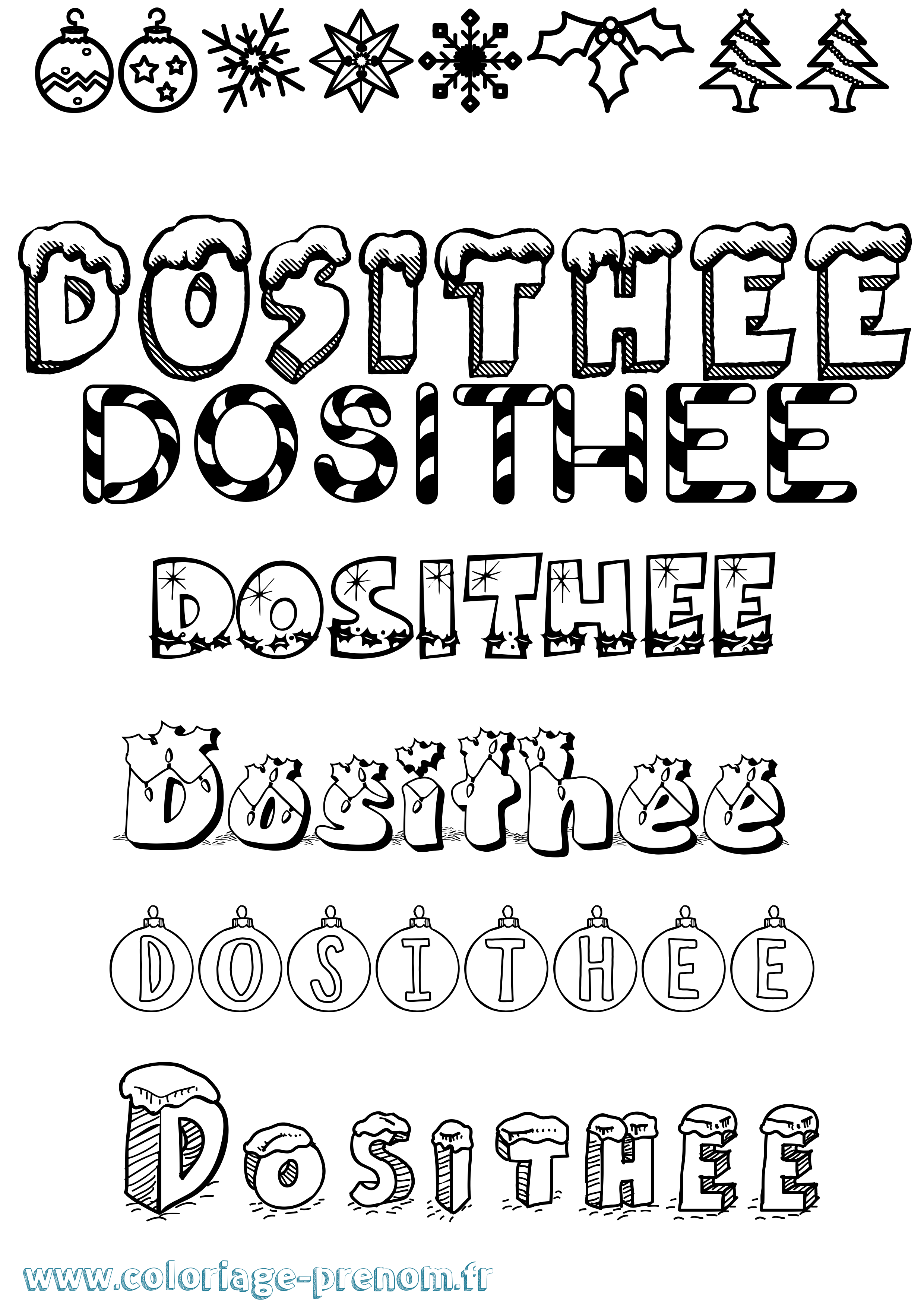 Coloriage Dosithee Noël Coloriage prénom Dosithee Noël