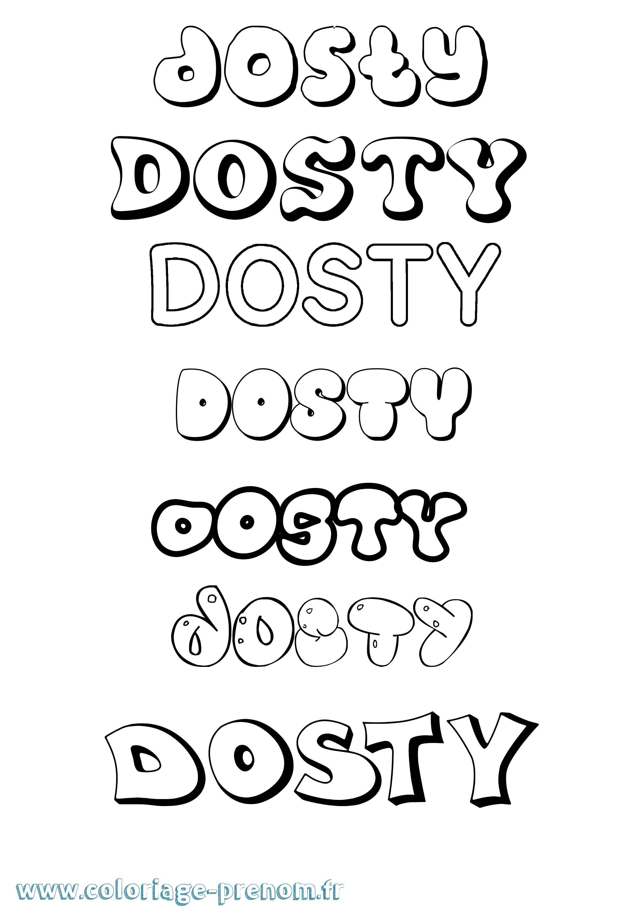 Coloriage Dosty Bubble Coloriage prénom Dosty Bubble
