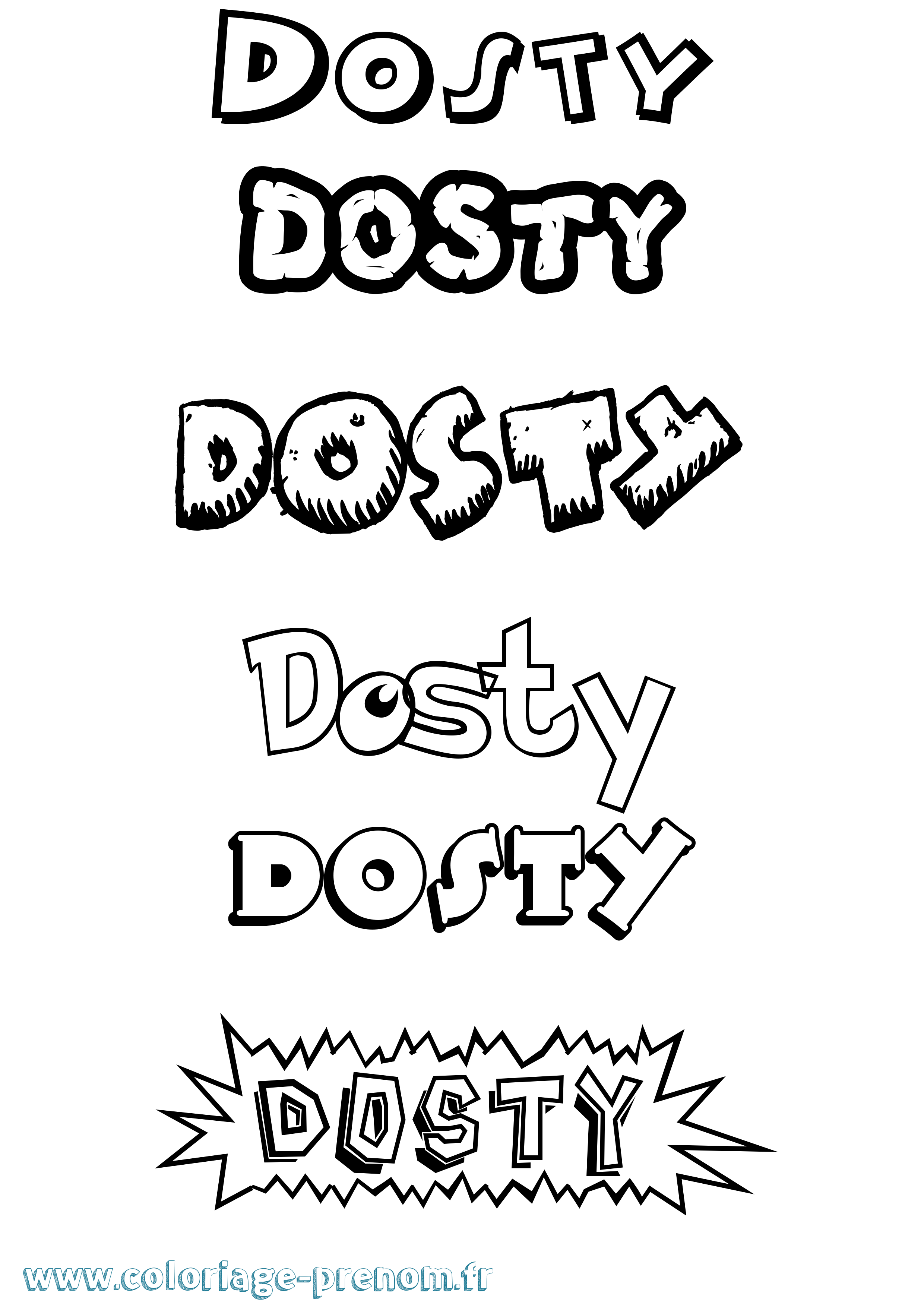 Coloriage Dosty Dessin Animé Coloriage prénom Dosty Dessin Animé