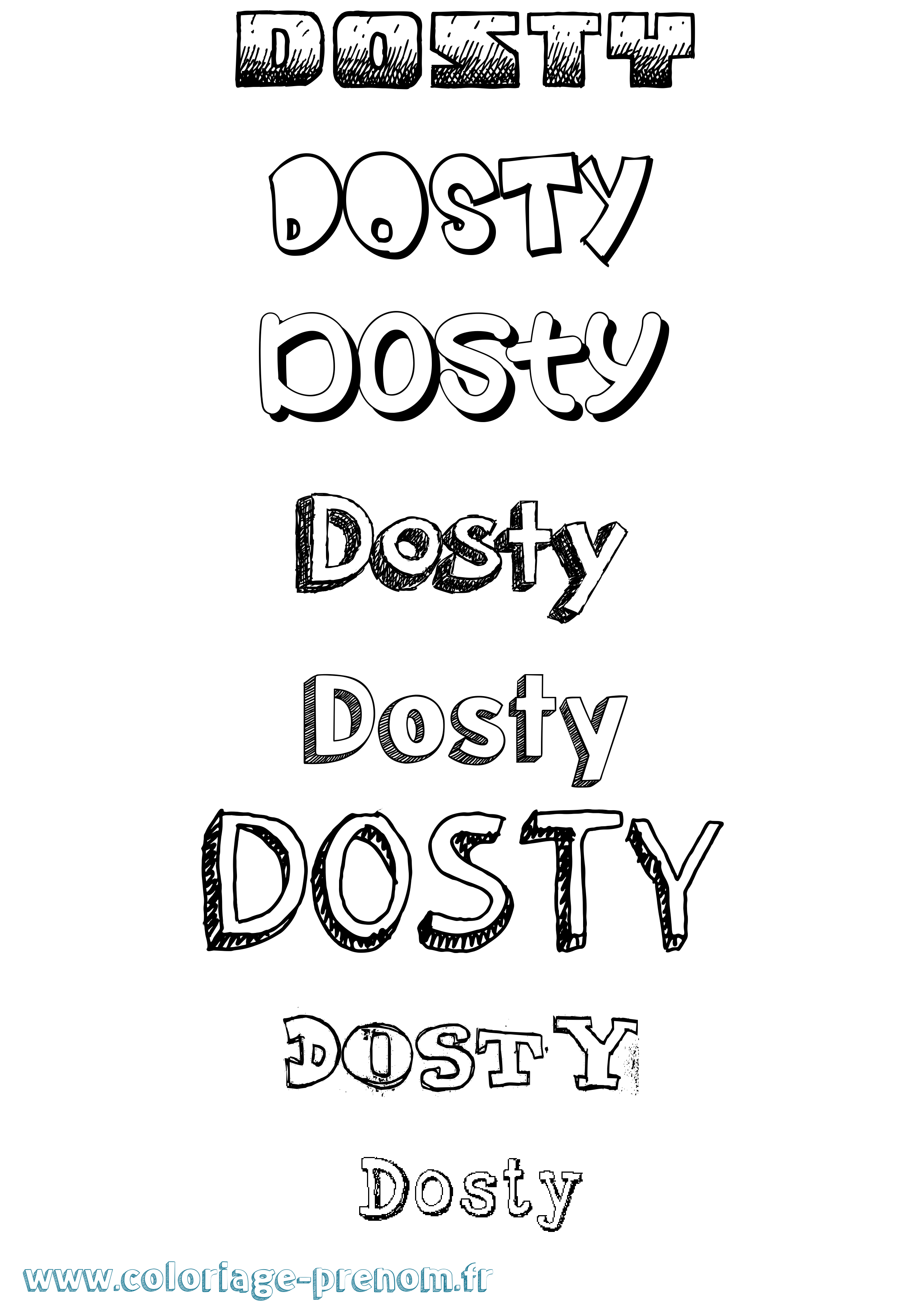 Coloriage Dosty Dessiné Coloriage prénom Dosty Dessiné
