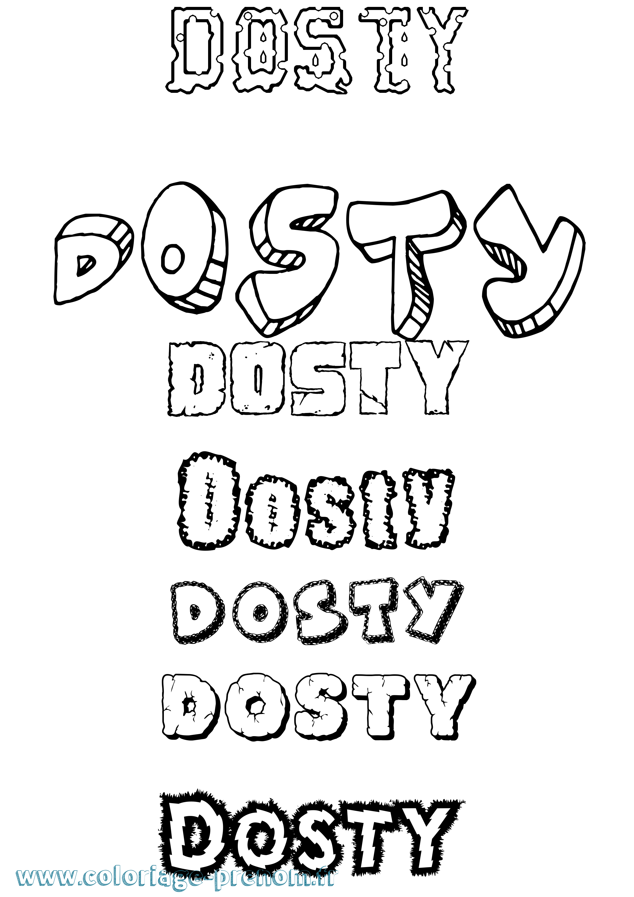Coloriage Dosty Destructuré Coloriage prénom Dosty Destructuré