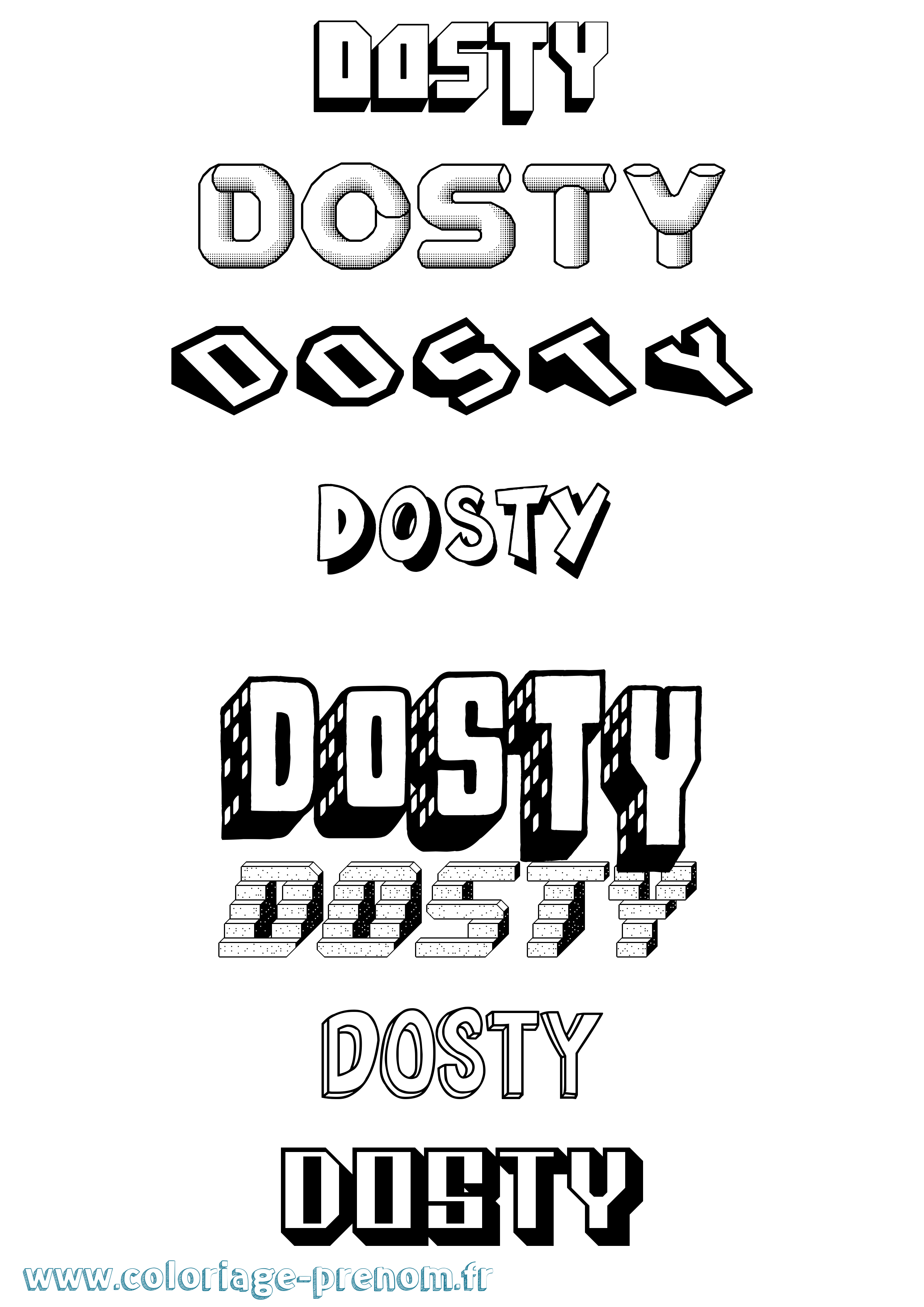 Coloriage Dosty Effet 3D Coloriage prénom Dosty Effet 3D