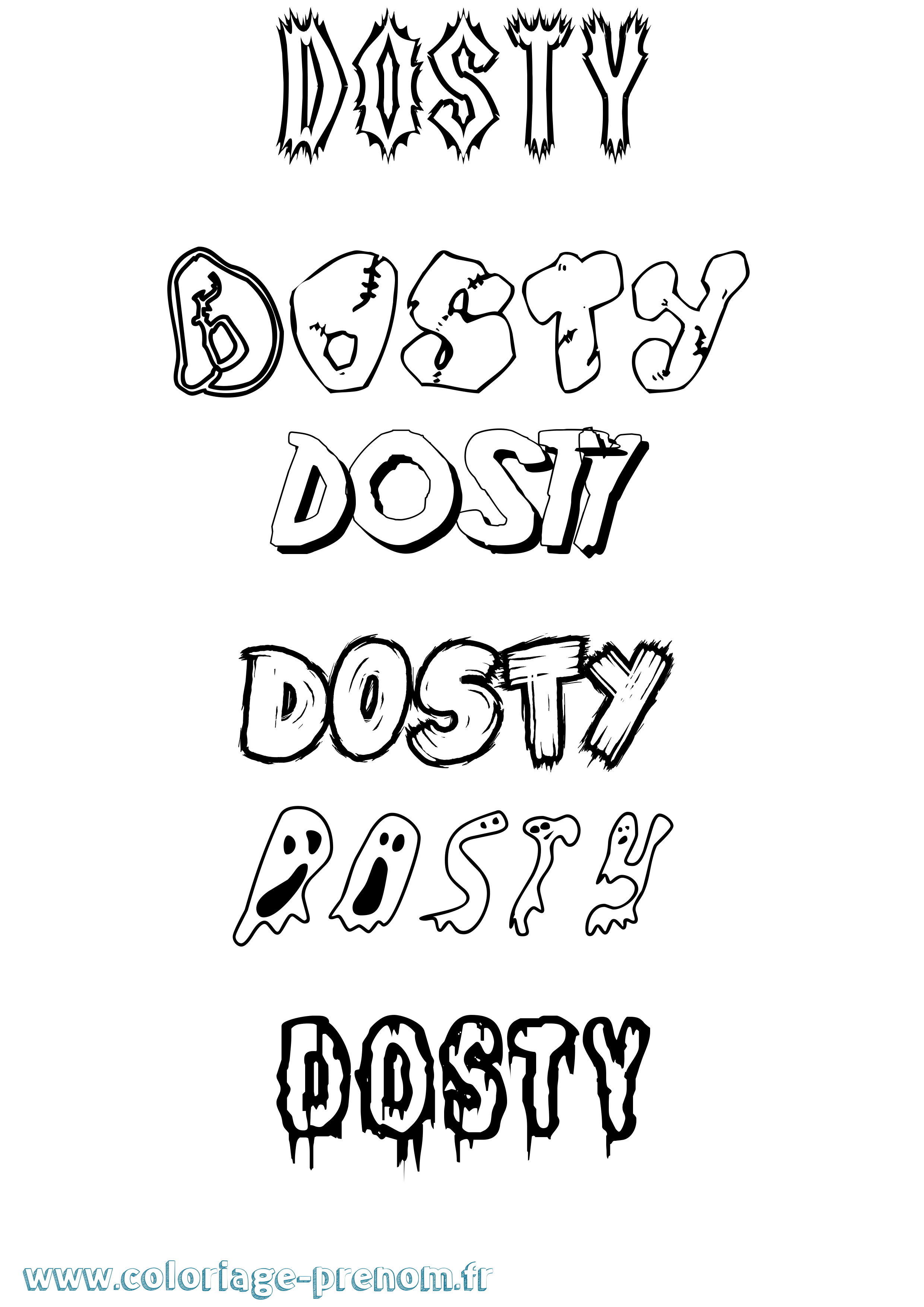 Coloriage Dosty Frisson Coloriage prénom Dosty Frisson