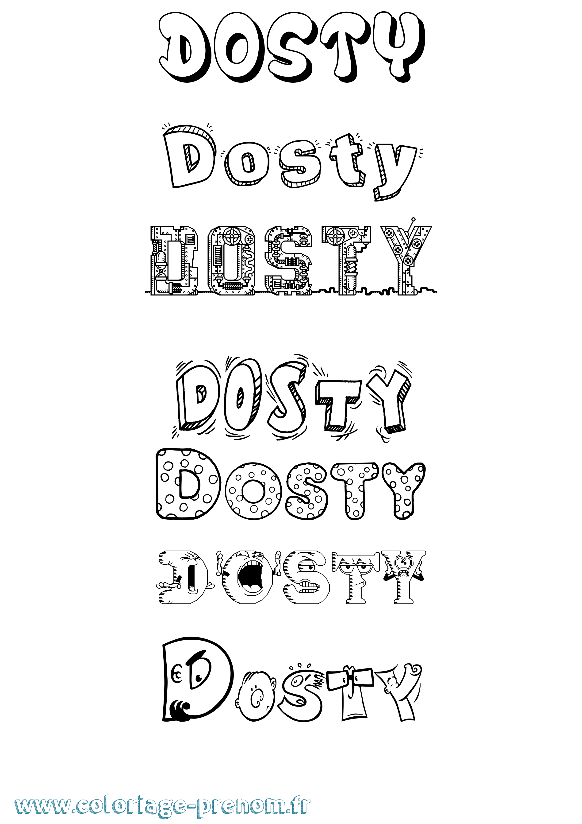Coloriage Dosty Fun Coloriage prénom Dosty Fun
