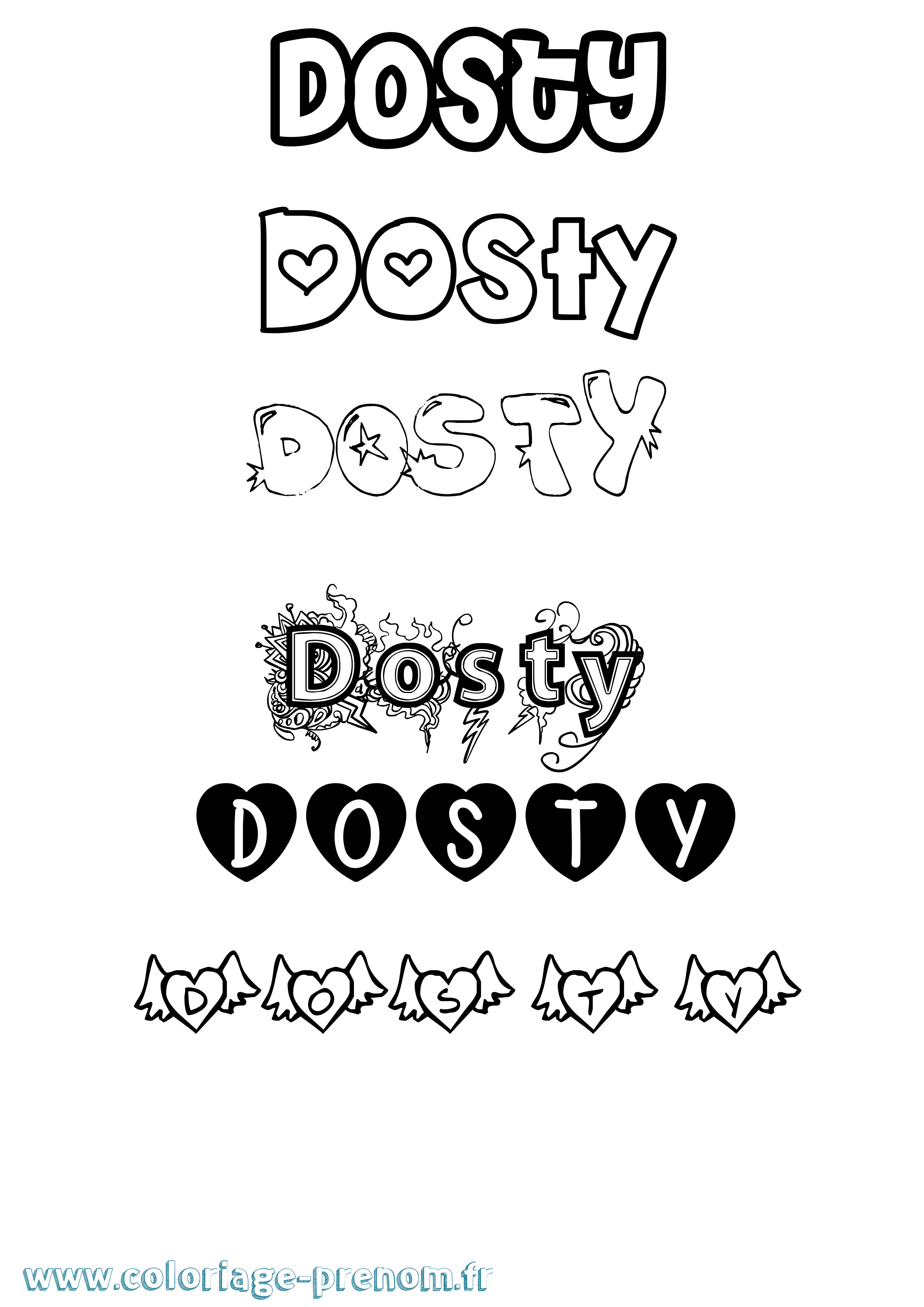 Coloriage Dosty Girly Coloriage prénom Dosty Girly
