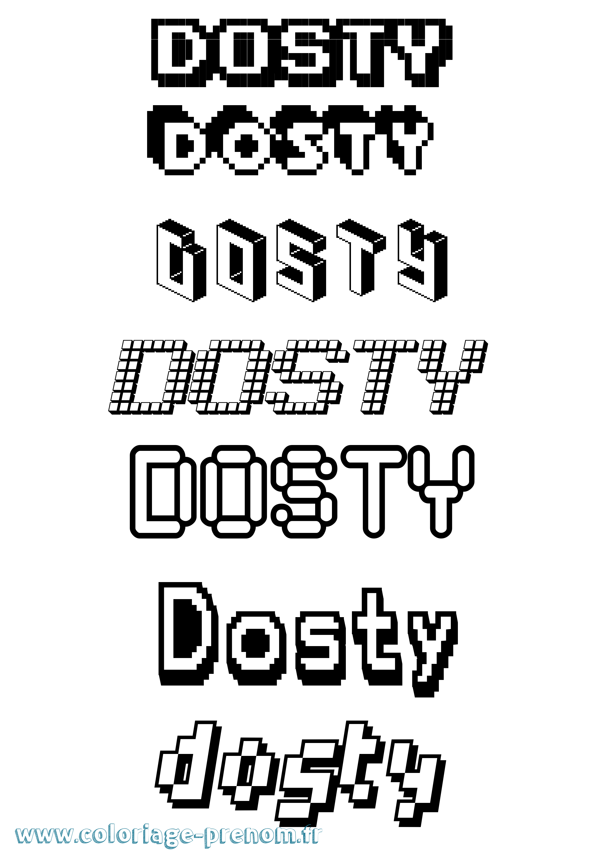 Coloriage Dosty Pixel Coloriage prénom Dosty Pixel