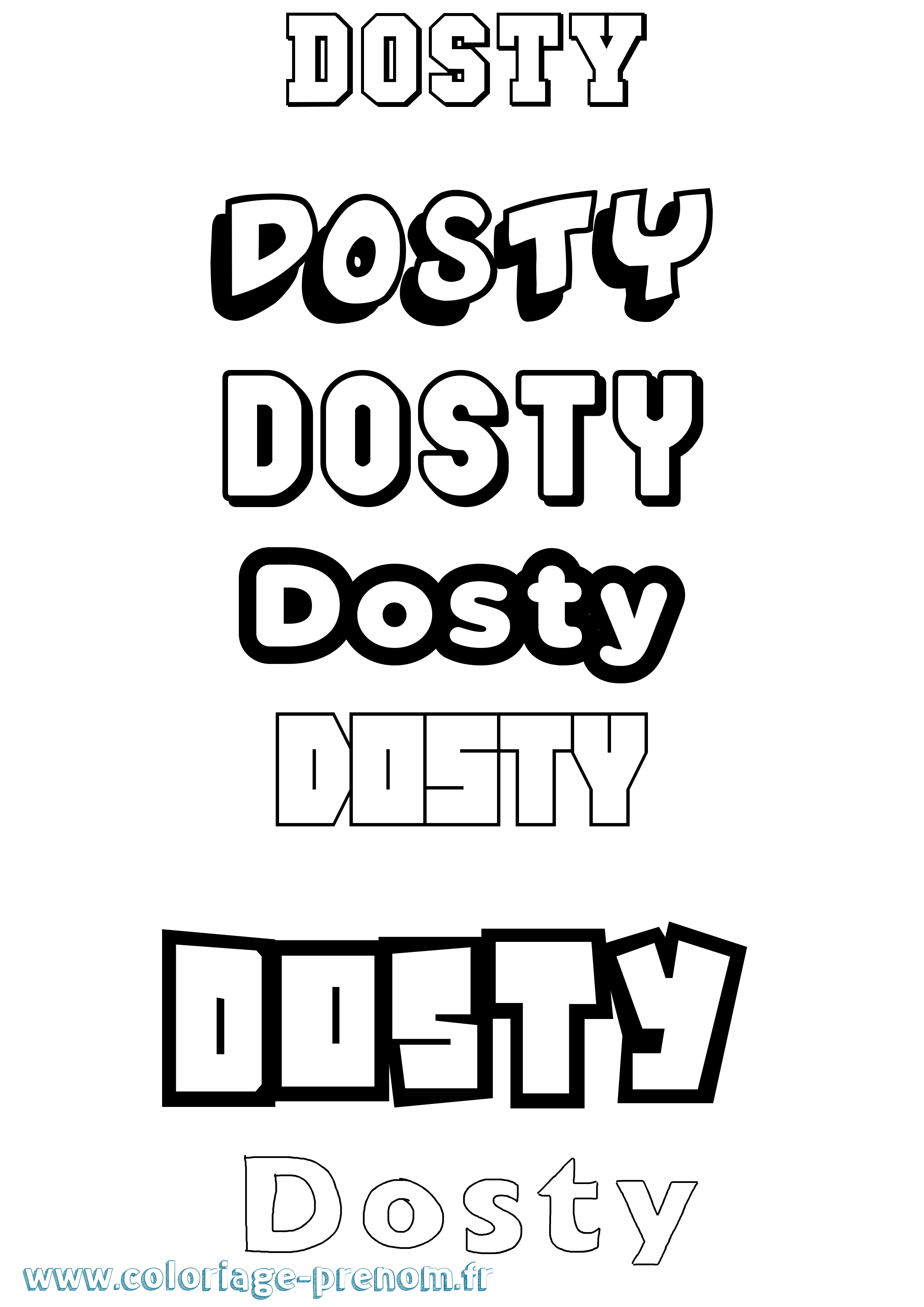 Coloriage Dosty Simple Coloriage prénom Dosty Simple