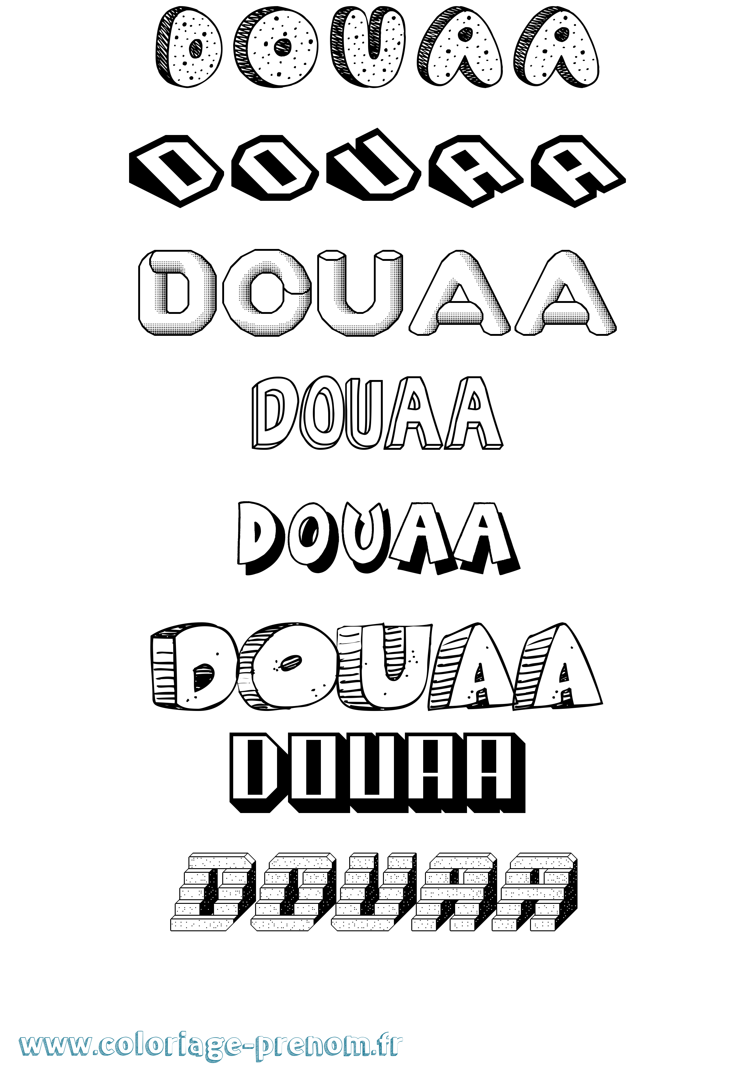 Coloriage Douaa Effet 3D Coloriage prénom Douaa Effet 3D