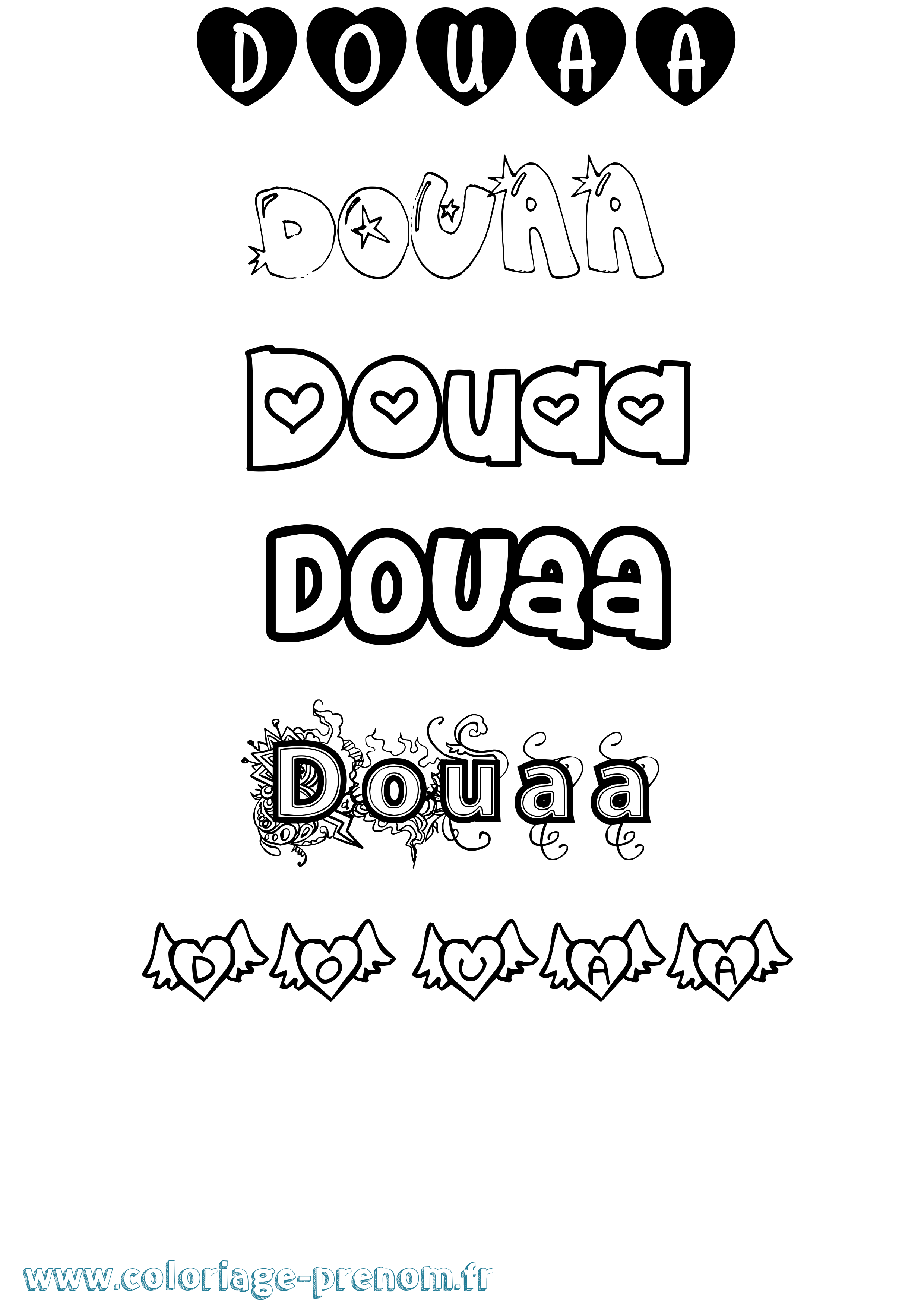 Coloriage Douaa Girly Coloriage prénom Douaa Girly