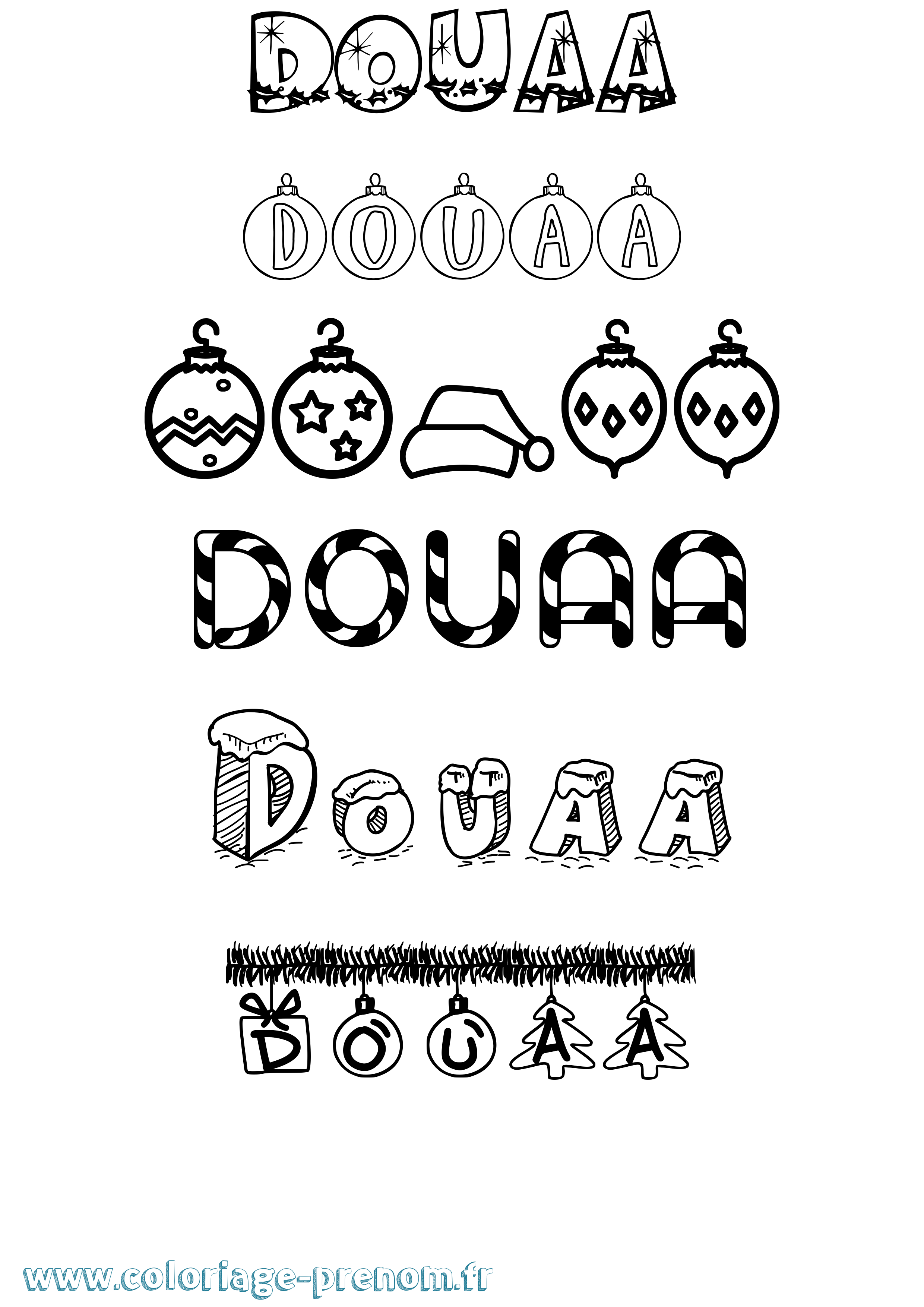 Coloriage Douaa Noël Coloriage prénom Douaa Noël
