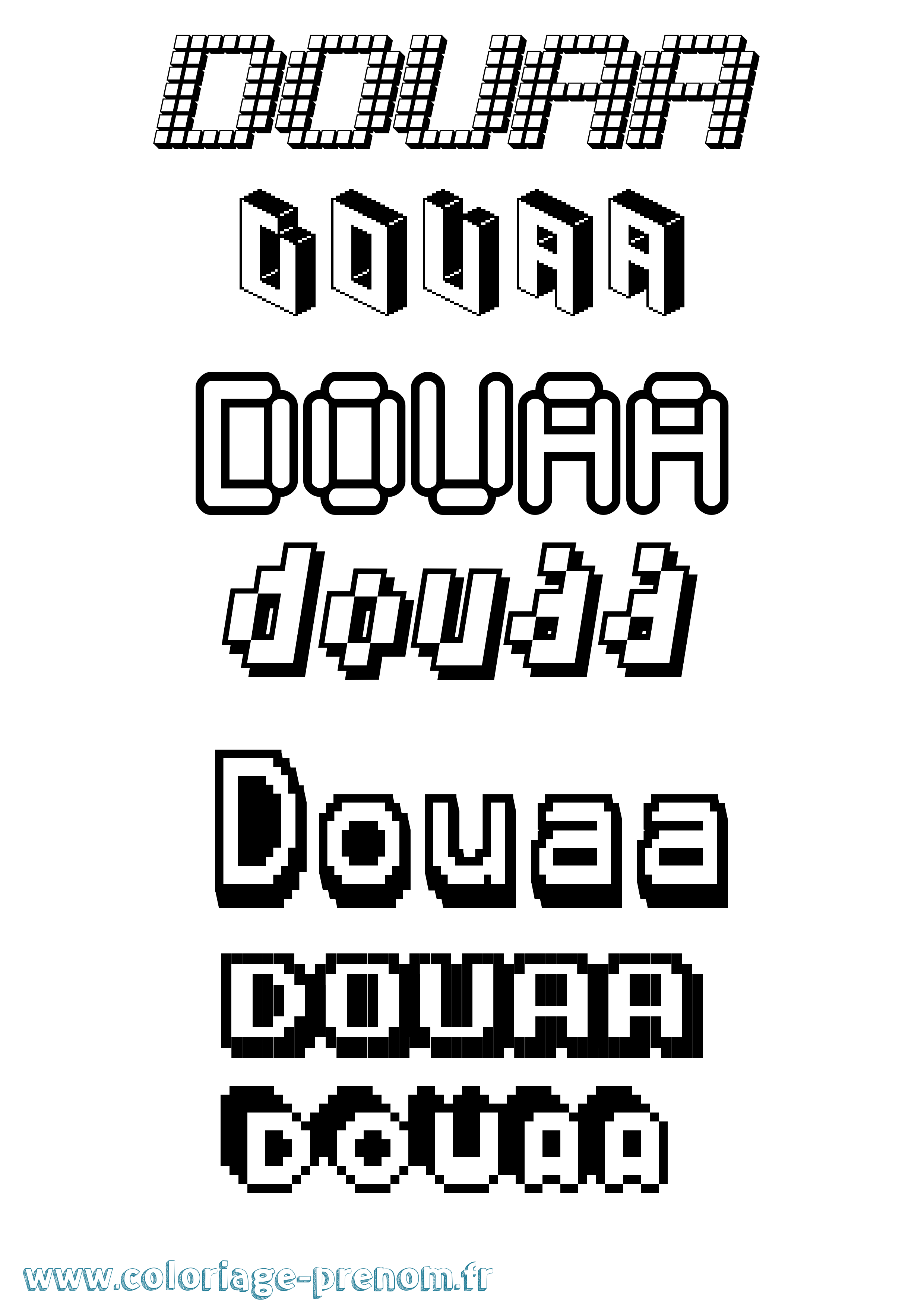 Coloriage Douaa Pixel Coloriage prénom Douaa Pixel