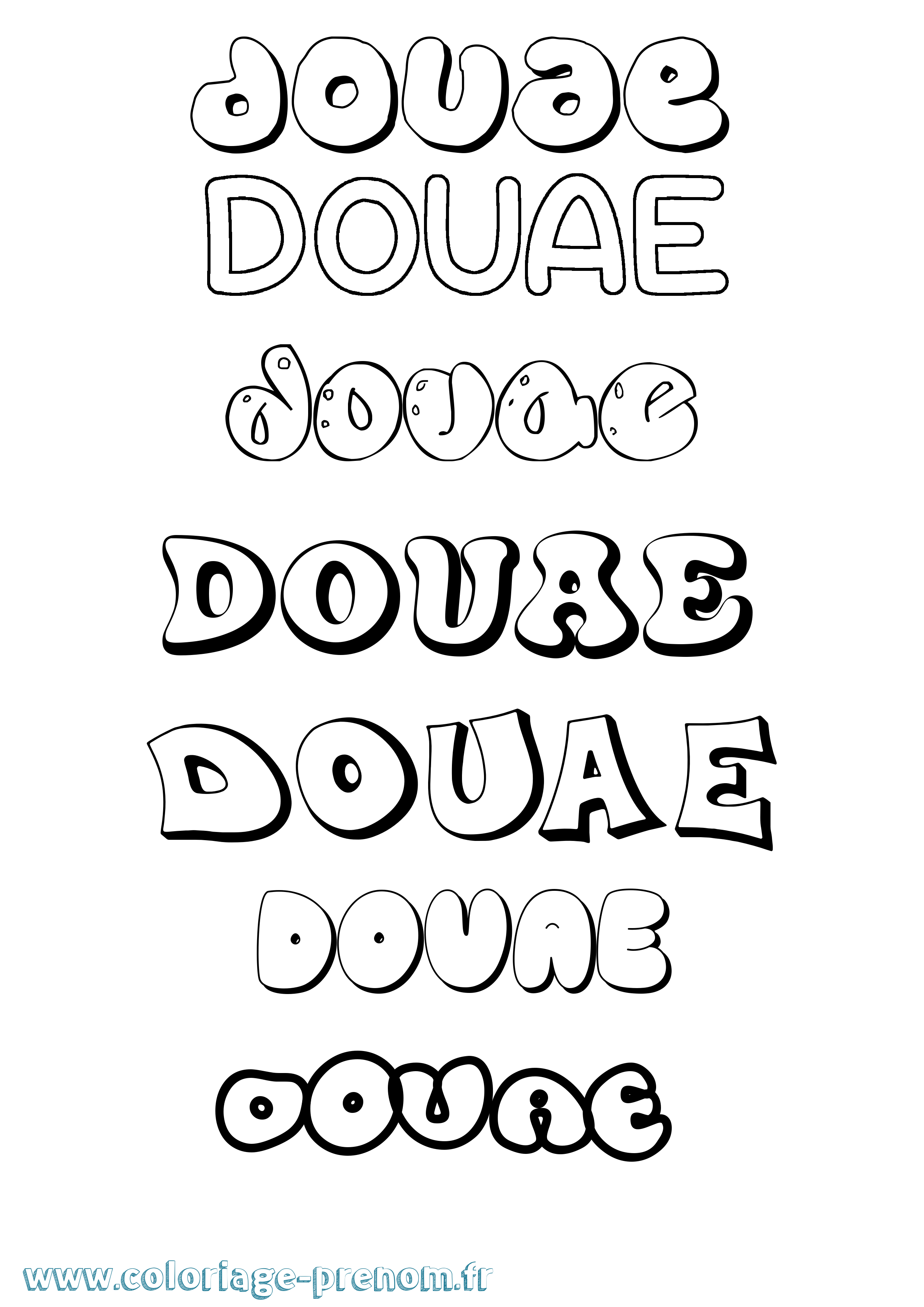 Coloriage Douae Bubble Coloriage prénom Douae Bubble