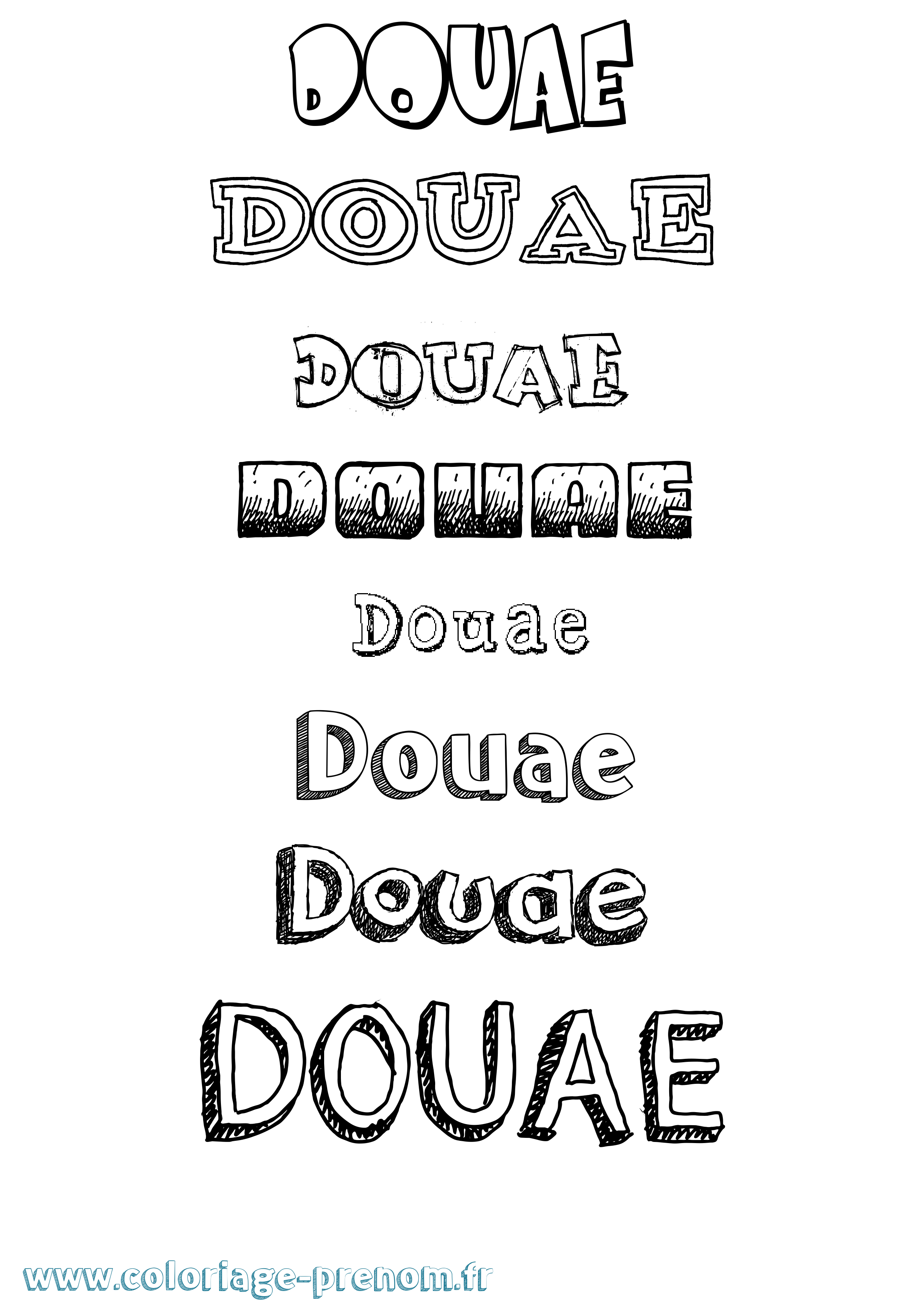 Coloriage Douae Dessiné Coloriage prénom Douae Dessiné