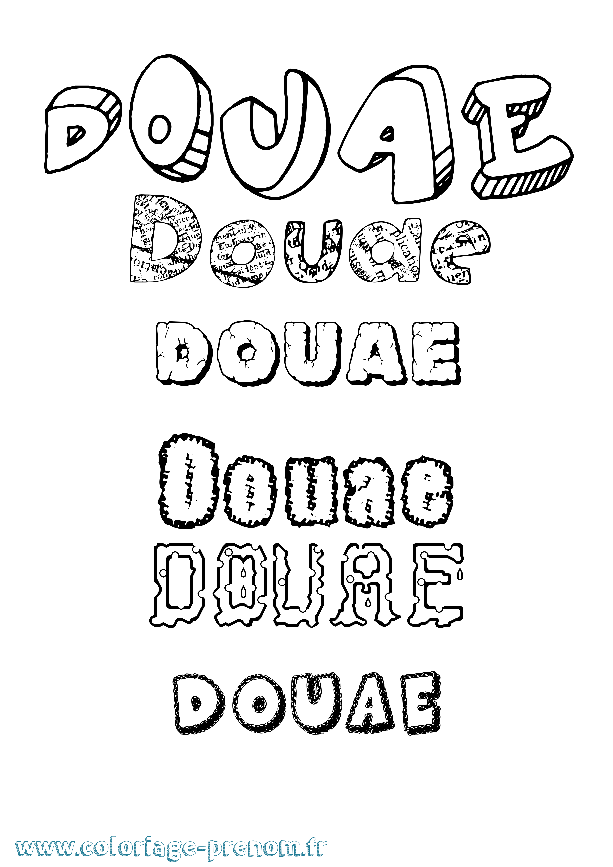 Coloriage Douae Destructuré Coloriage prénom Douae Destructuré