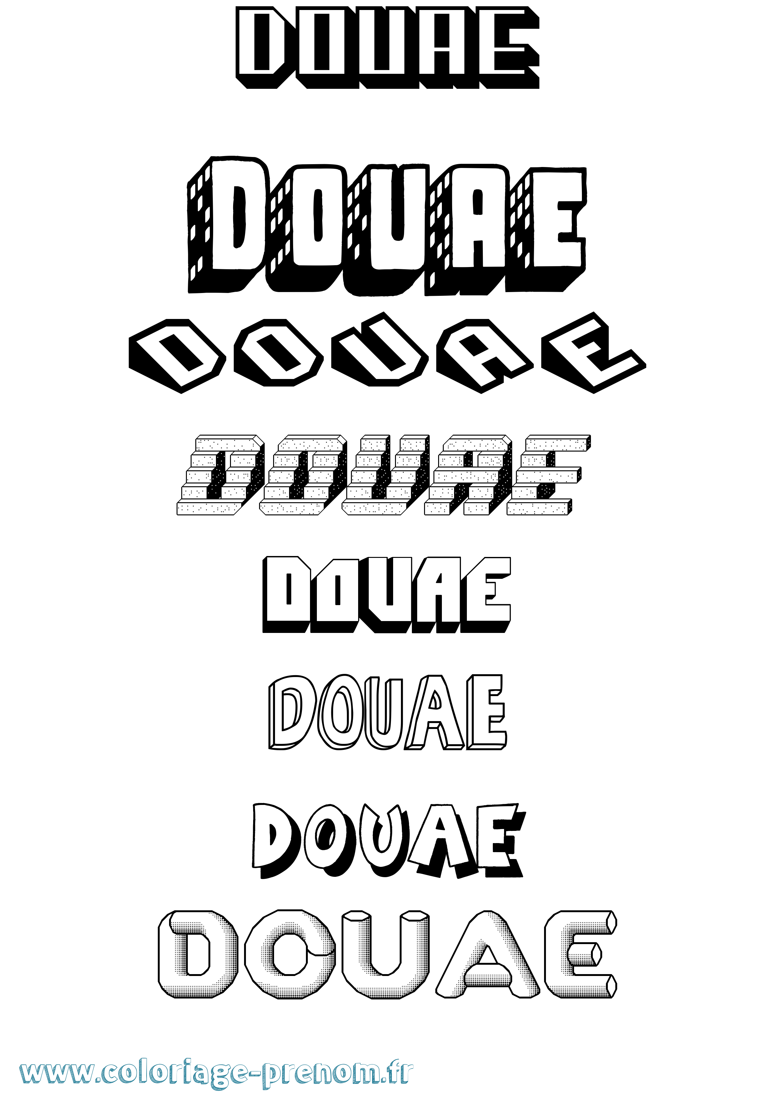 Coloriage Douae Effet 3D Coloriage prénom Douae Effet 3D