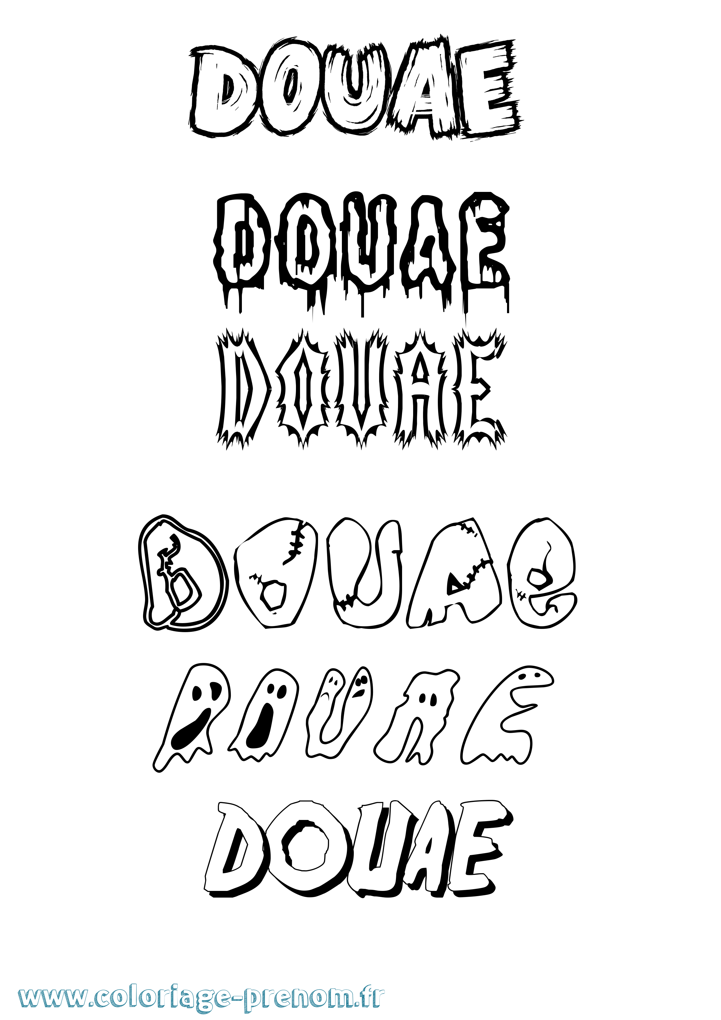Coloriage Douae Frisson Coloriage prénom Douae Frisson