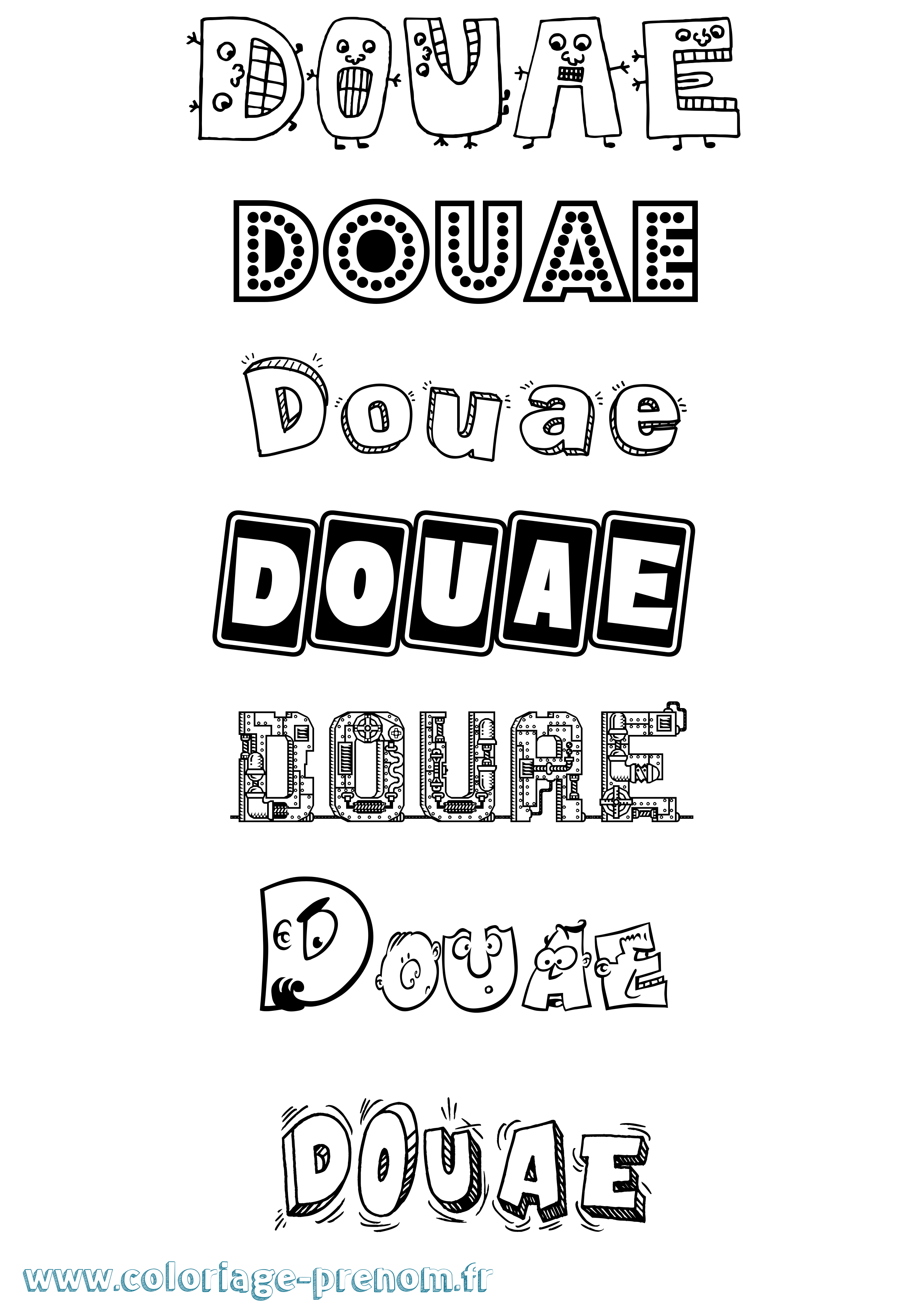 Coloriage Douae Fun Coloriage prénom Douae Fun