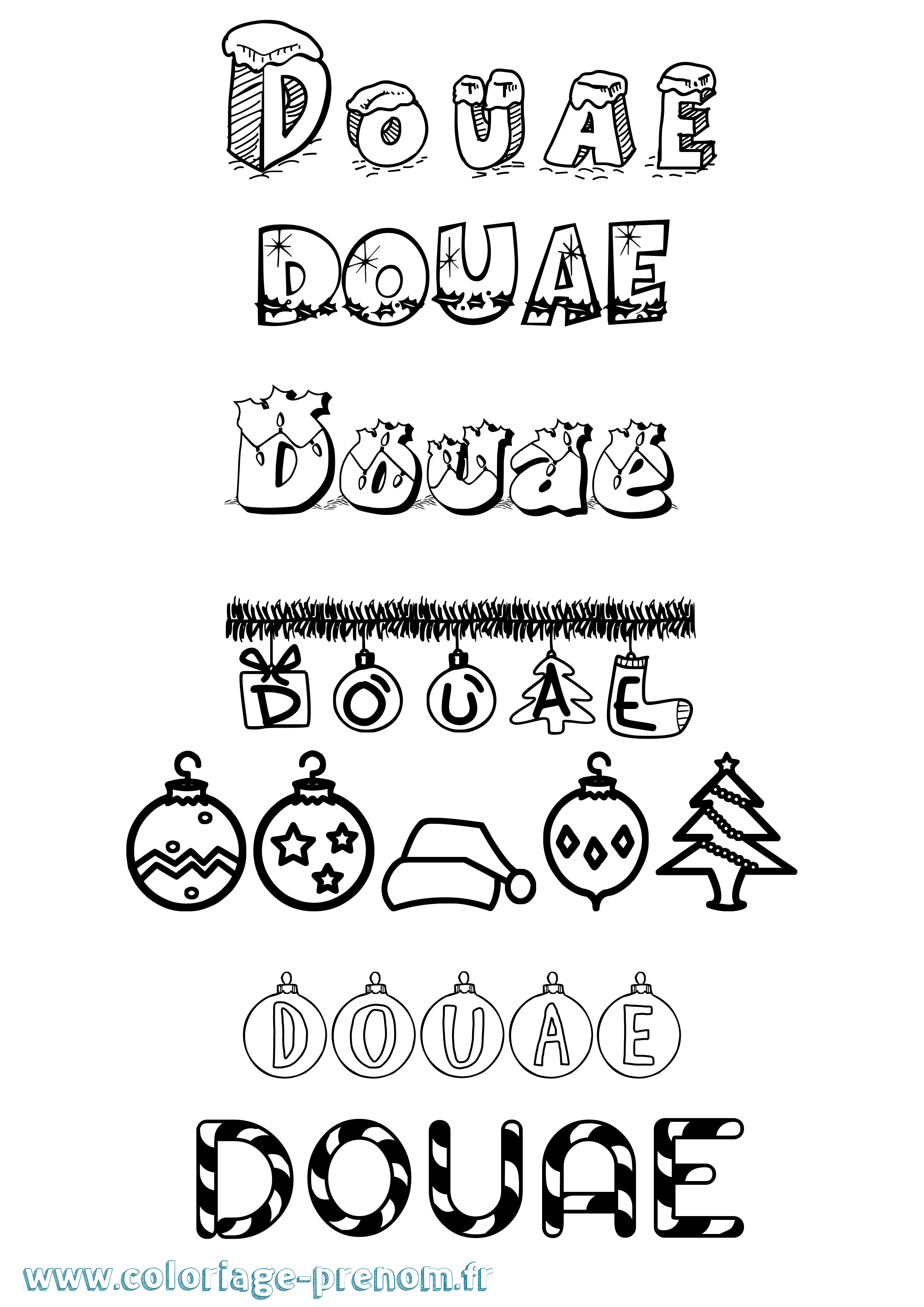 Coloriage Douae Noël Coloriage prénom Douae Noël