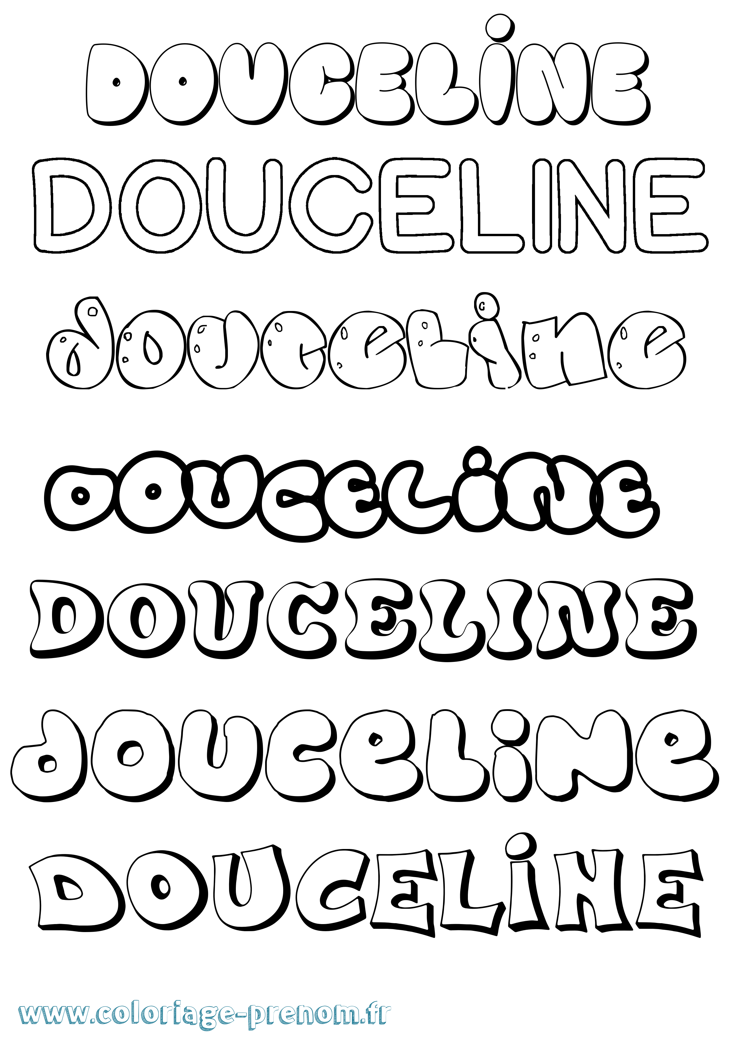 Coloriage Douceline Bubble Coloriage prénom Douceline Bubble