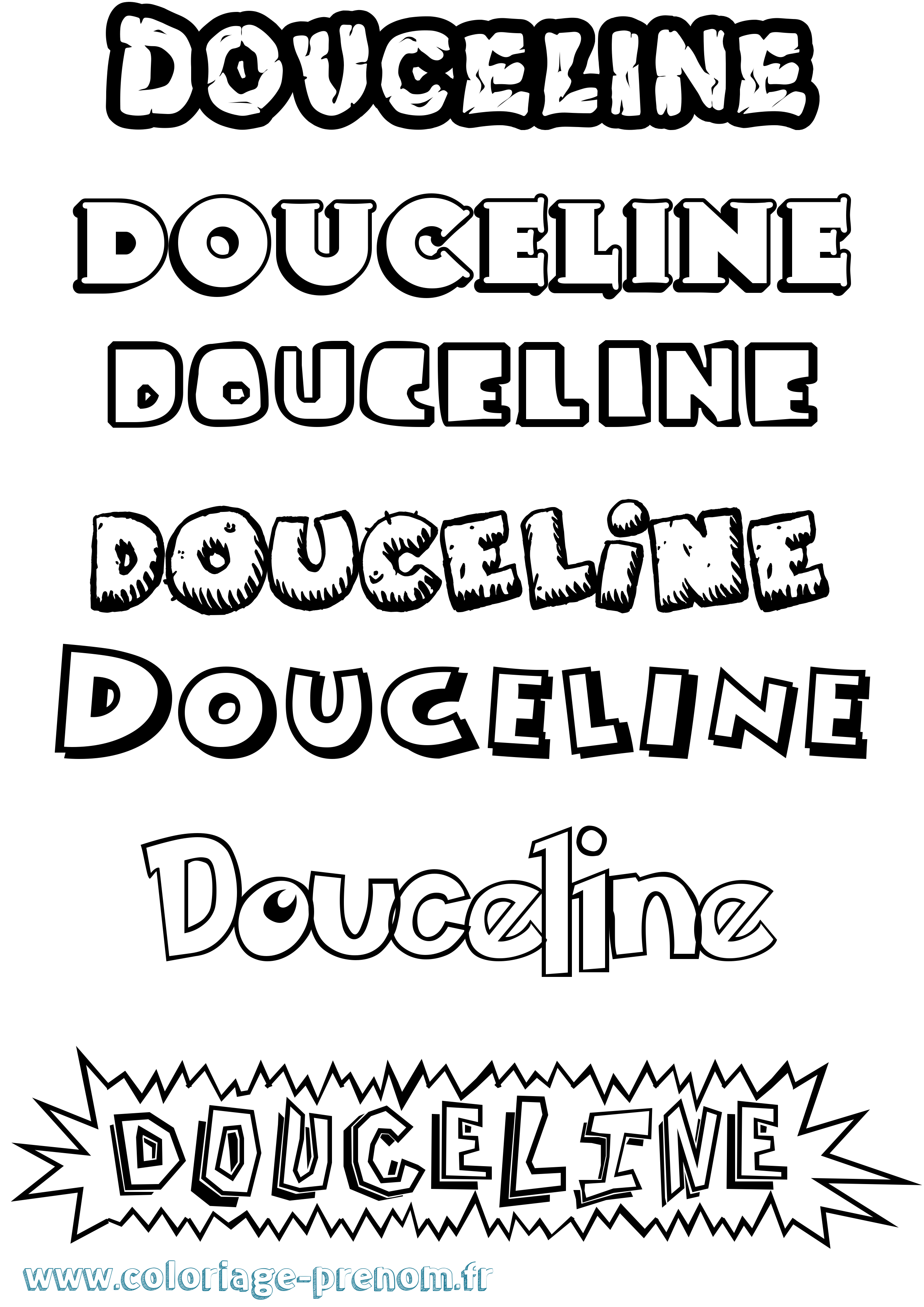 Coloriage Douceline Dessin Animé Coloriage prénom Douceline Dessin Animé