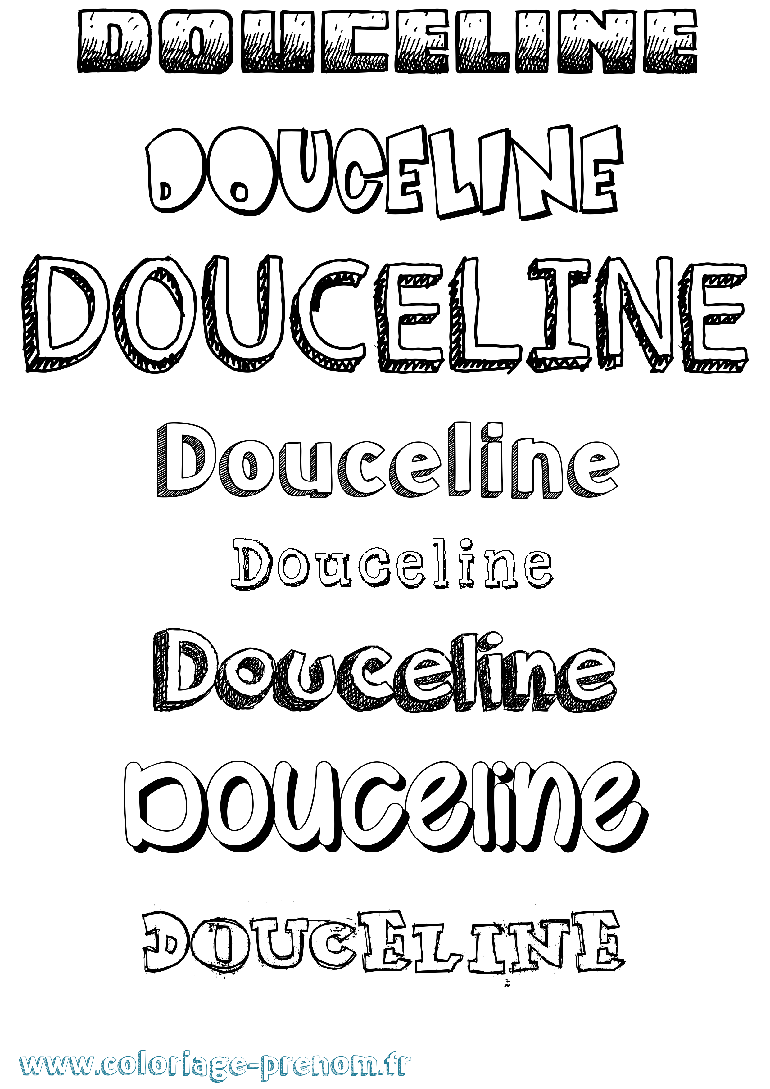 Coloriage Douceline Dessiné Coloriage prénom Douceline Dessiné