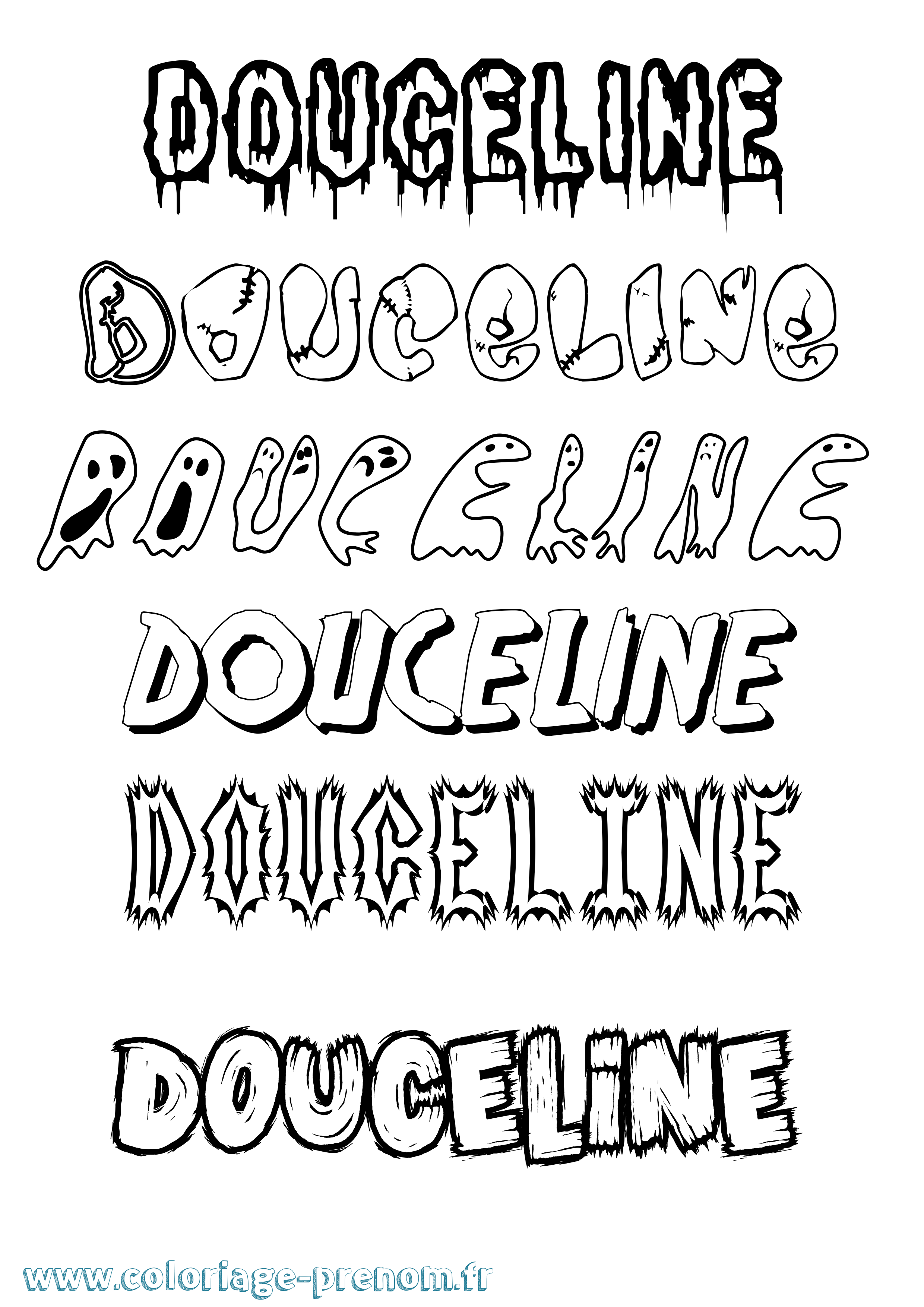Coloriage Douceline Frisson Coloriage prénom Douceline Frisson