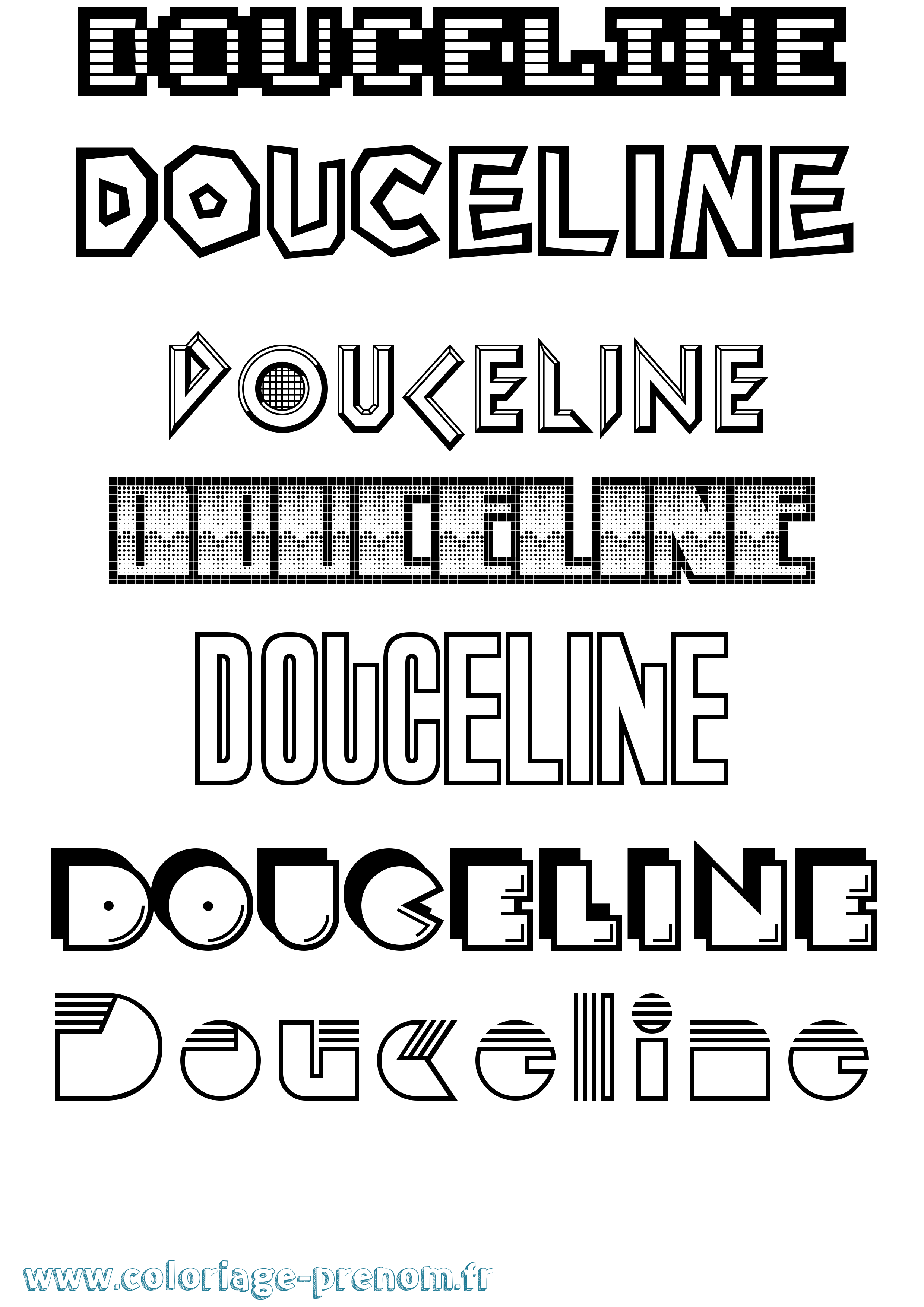 Coloriage Douceline Jeux Vidéos Coloriage prénom Douceline Jeux Vidéos