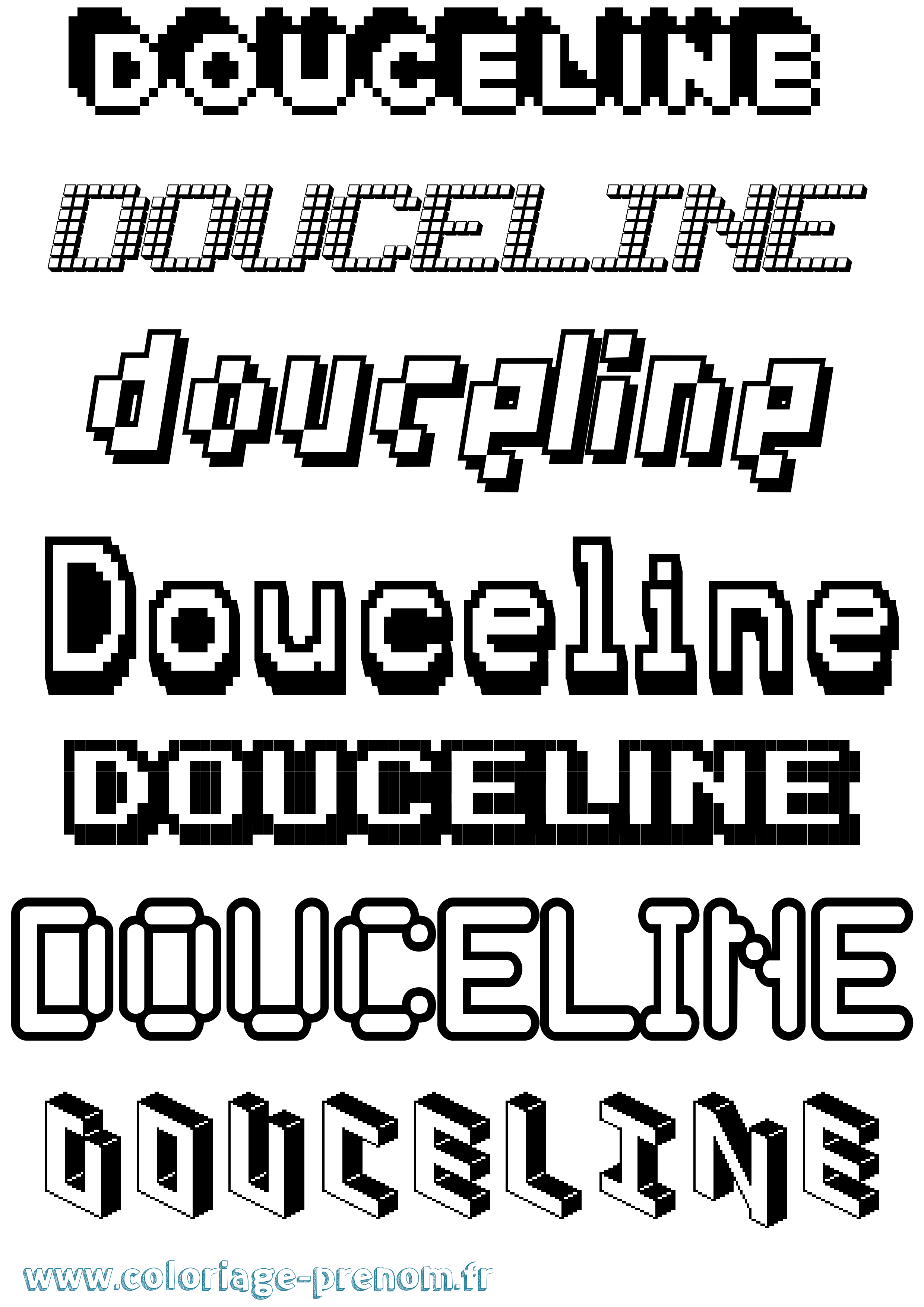 Coloriage Douceline Pixel Coloriage prénom Douceline Pixel