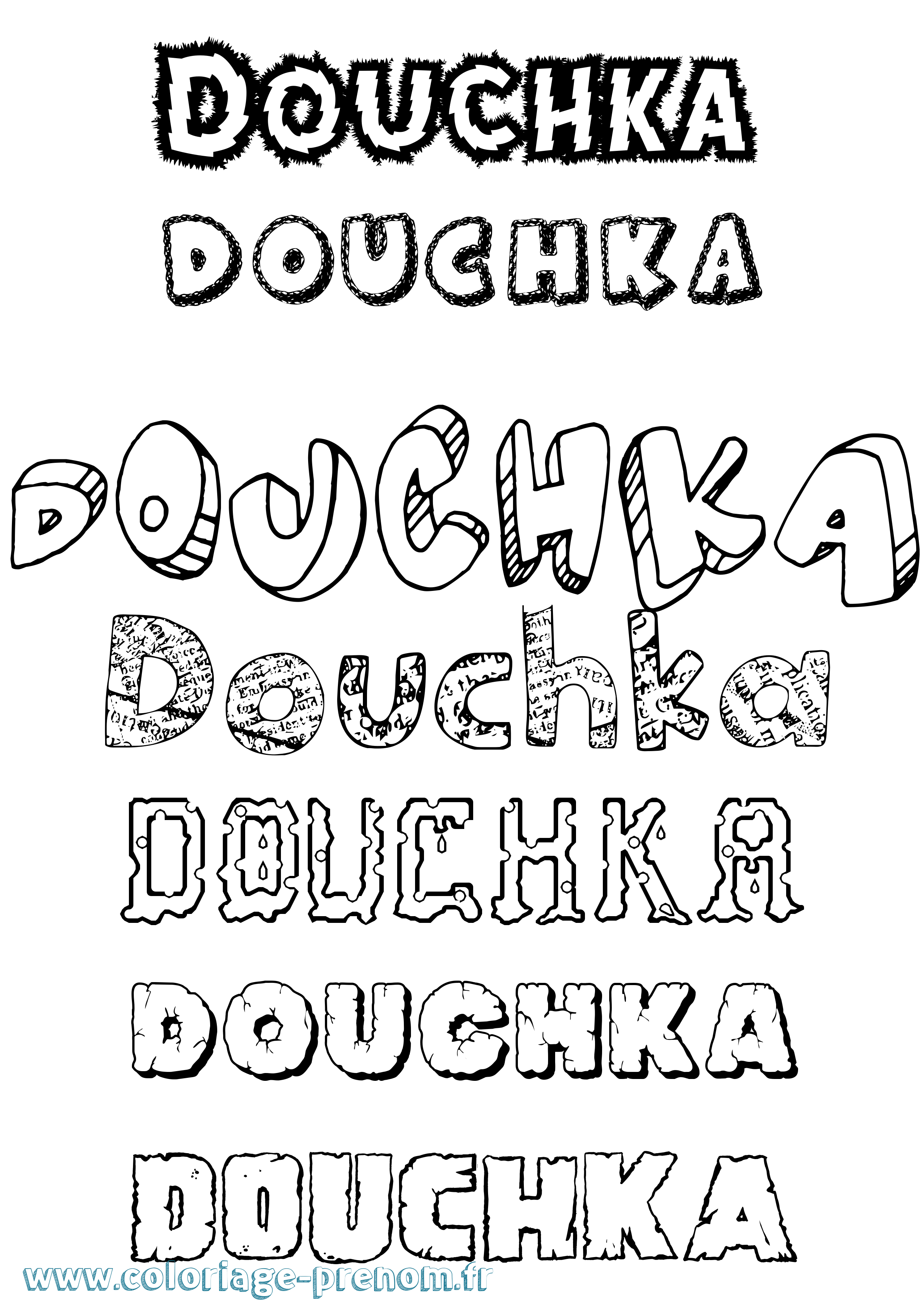 Coloriage Douchka Destructuré Coloriage prénom Douchka Destructuré