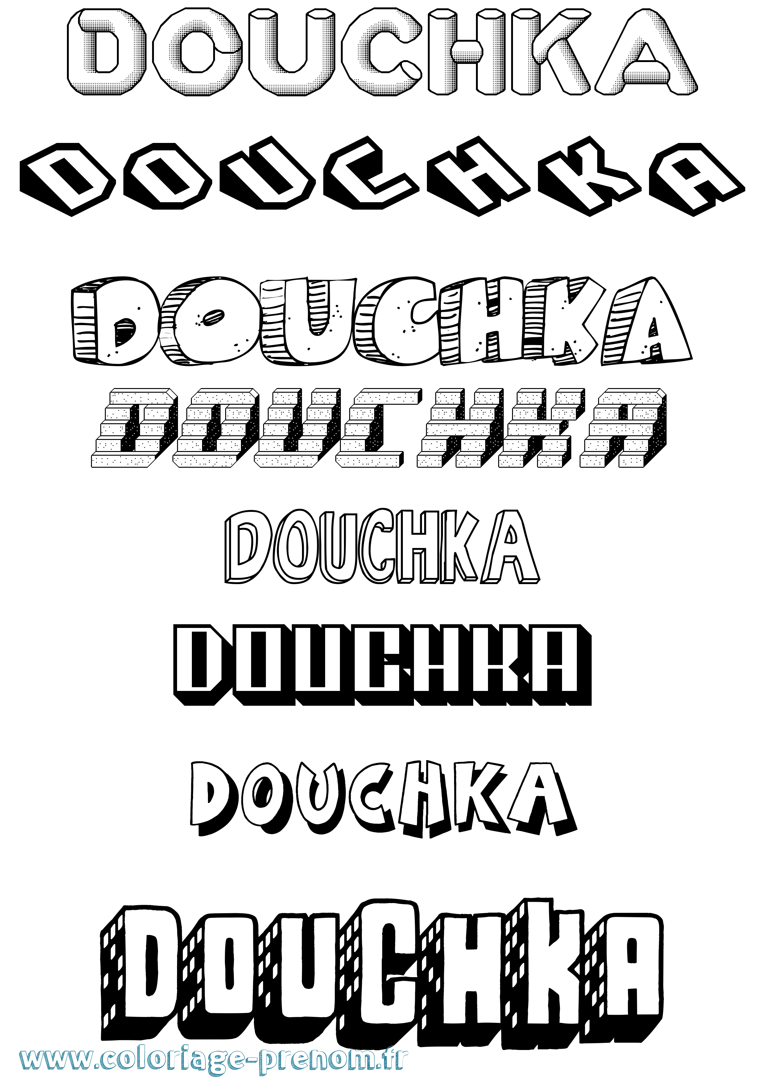 Coloriage Douchka Effet 3D Coloriage prénom Douchka Effet 3D