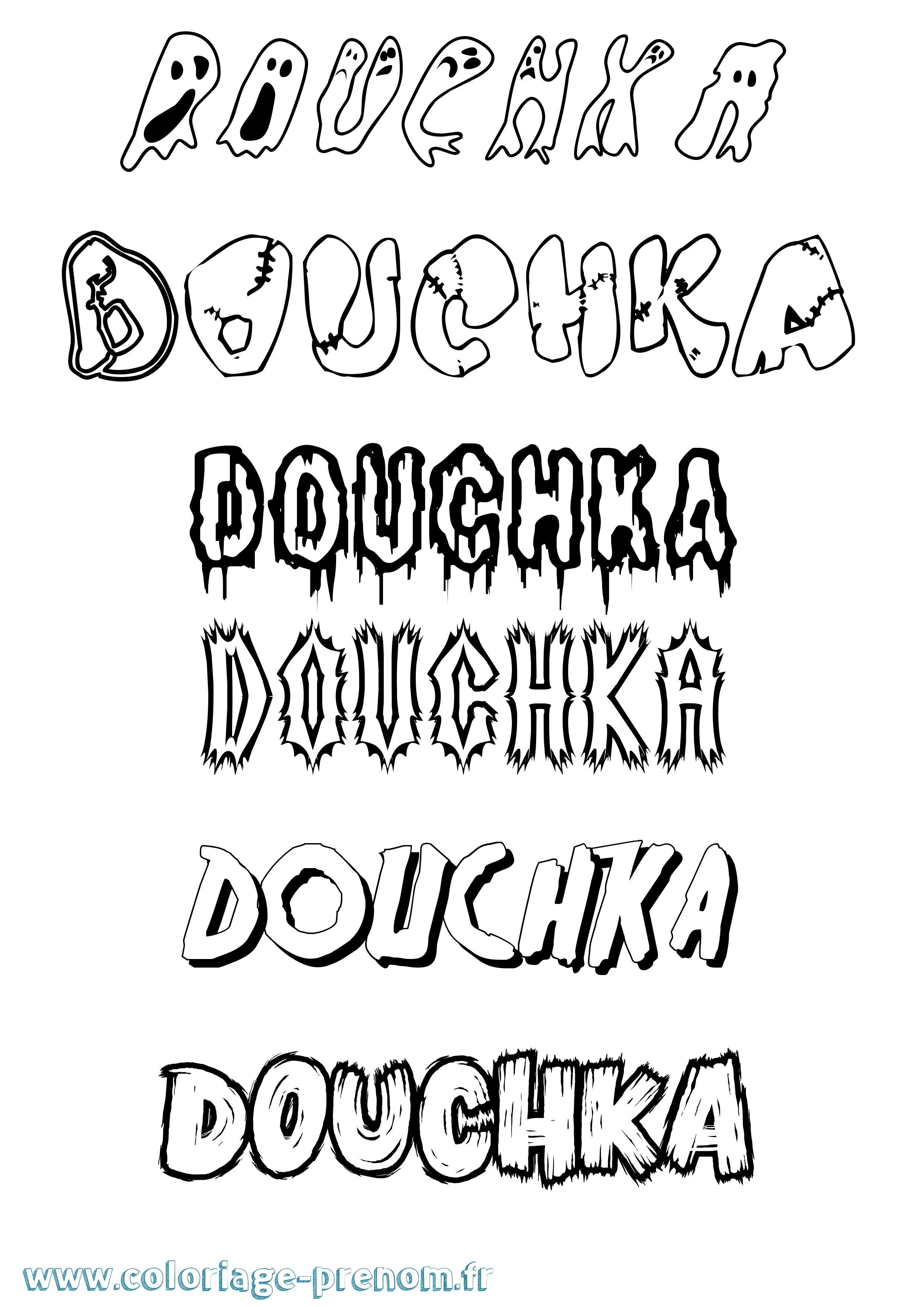 Coloriage Douchka Frisson Coloriage prénom Douchka Frisson